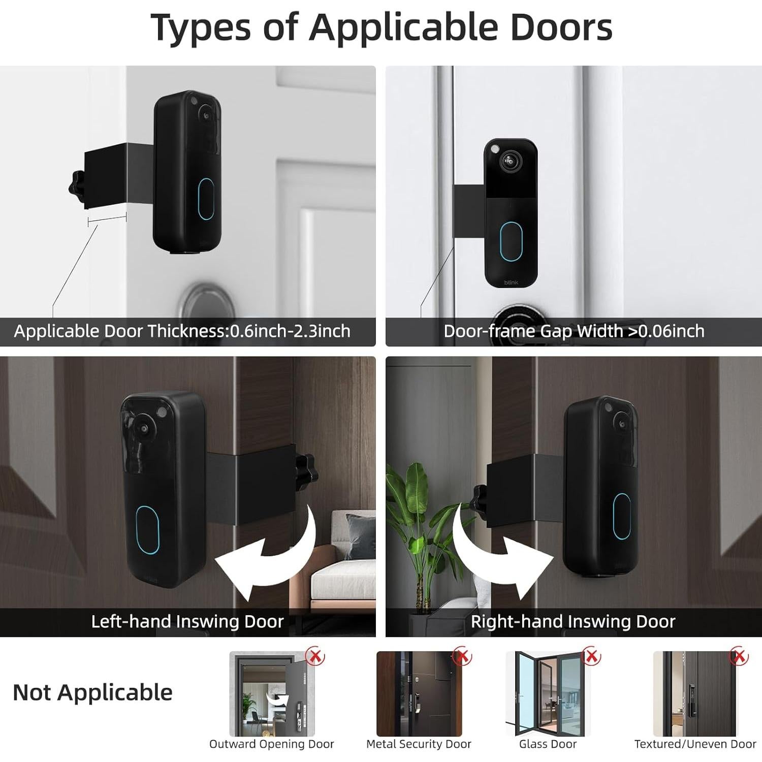 Soporte para timbre Blink 2025 sin perforaciones - Negro