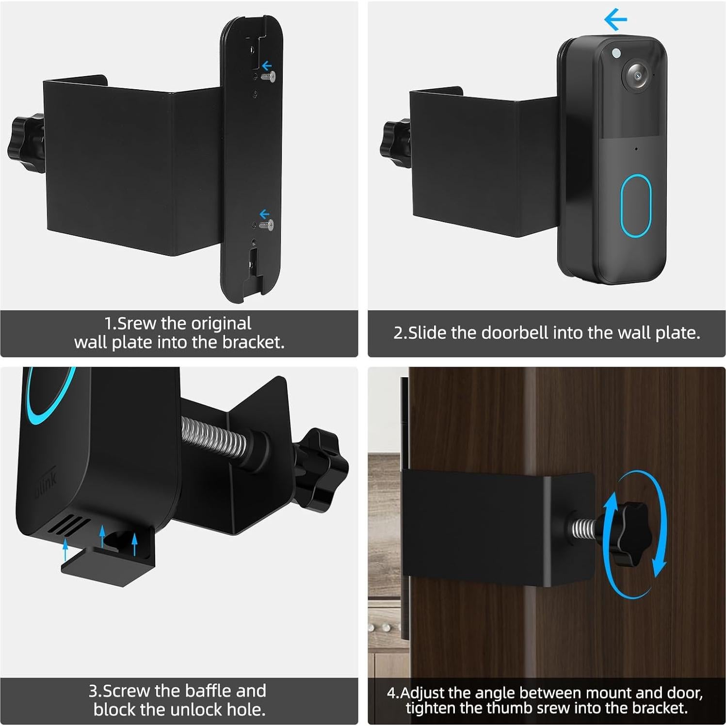 Soporte para timbre Blink 2025 sin perforaciones - Negro