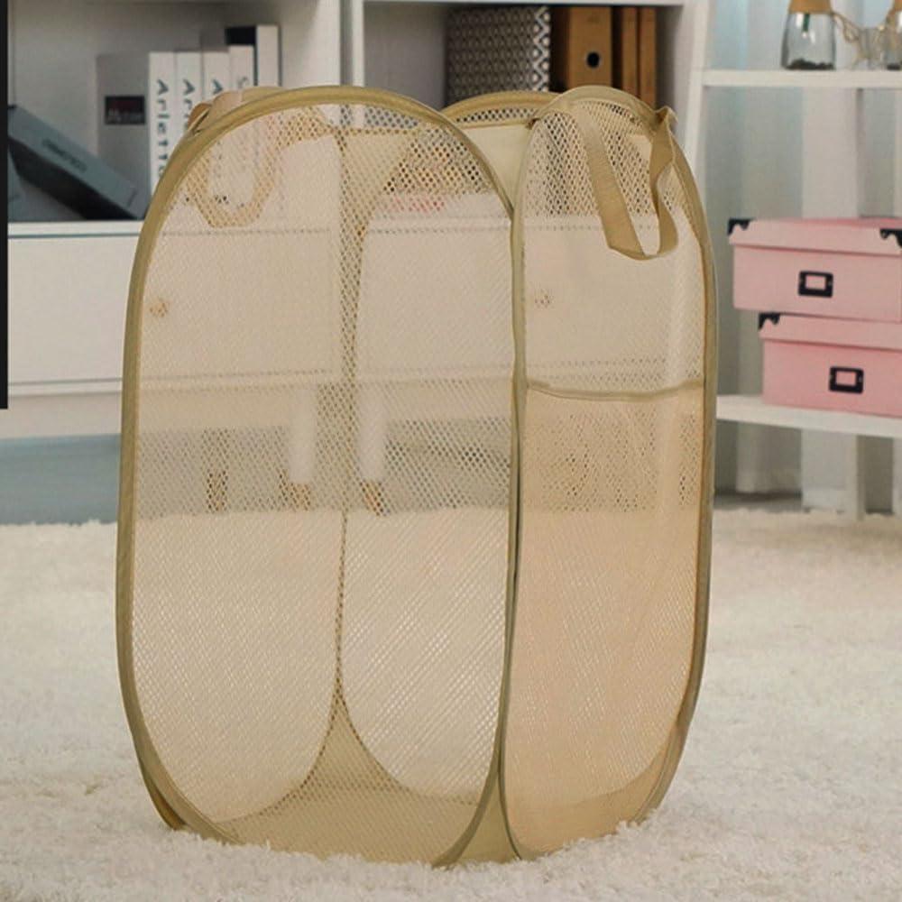 Cesta de lavandería colapsable Buenod 77L beige malla