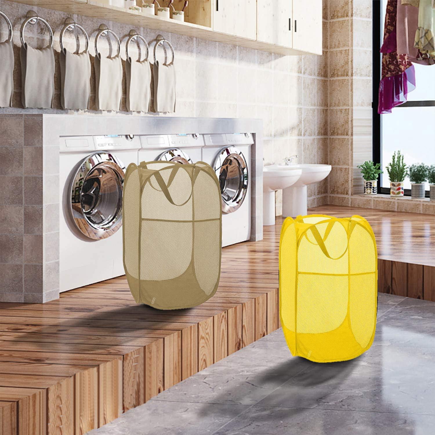 Cesta de lavandería colapsable Buenod 77L beige malla