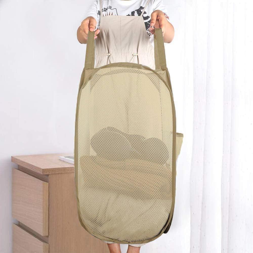 Cesta de lavandería colapsable Buenod 77L beige malla