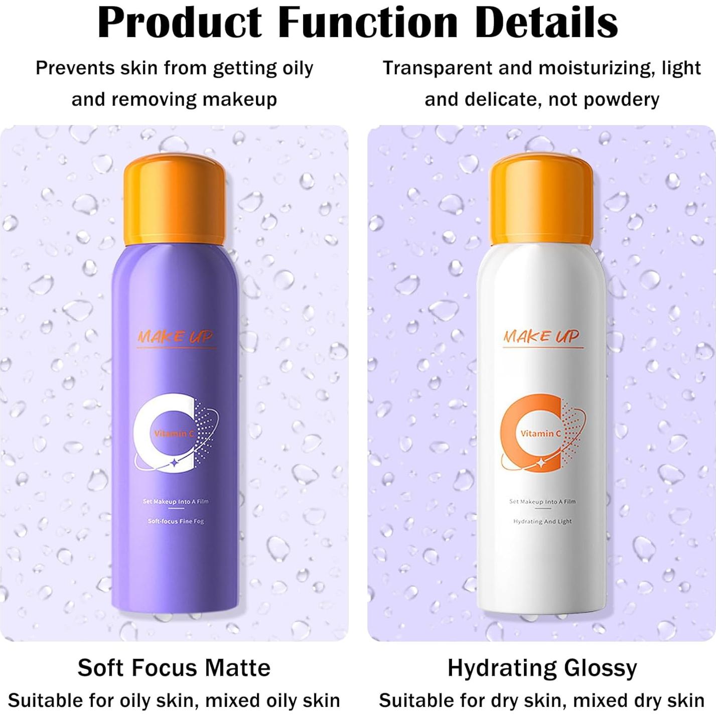 Set 2 Sprays Fijadores de Maquillaje Piel Mate y Brillante