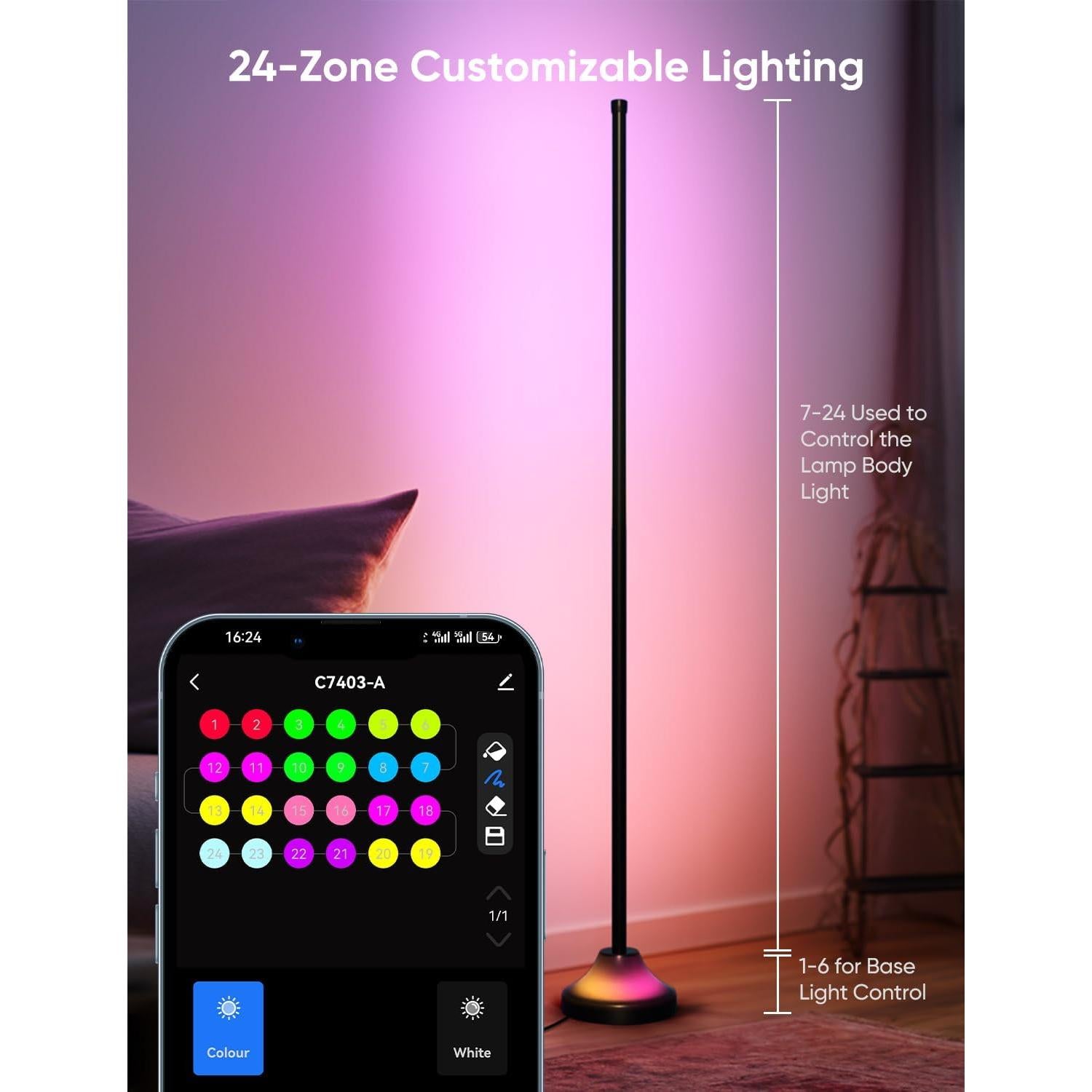 Lámpara de Pie Esquina Inteligente RGBIC 20W 1100lm - APPECK