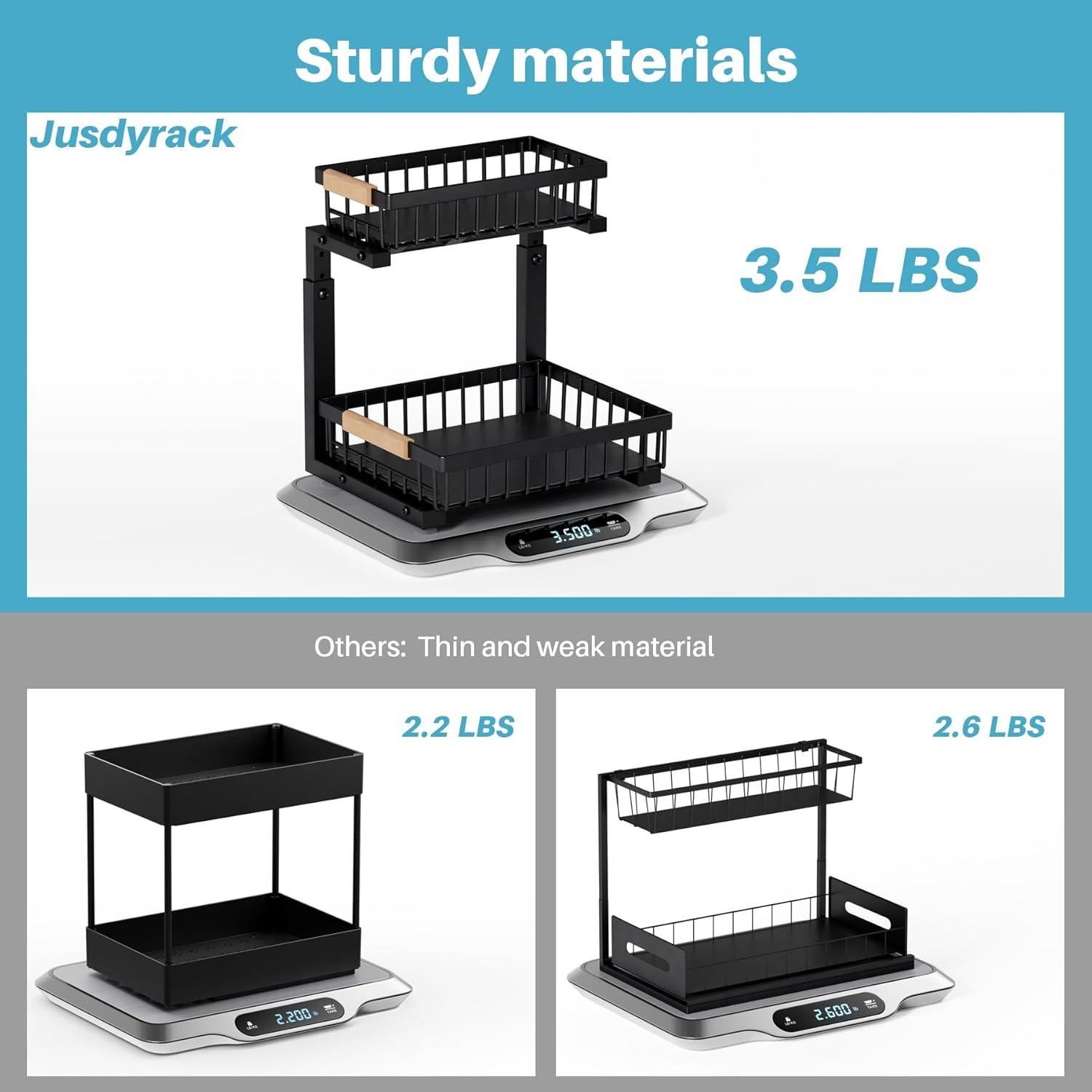 Organizador Bajo Fregadero Jusdyrack 2 Niveles Ajustable Negro