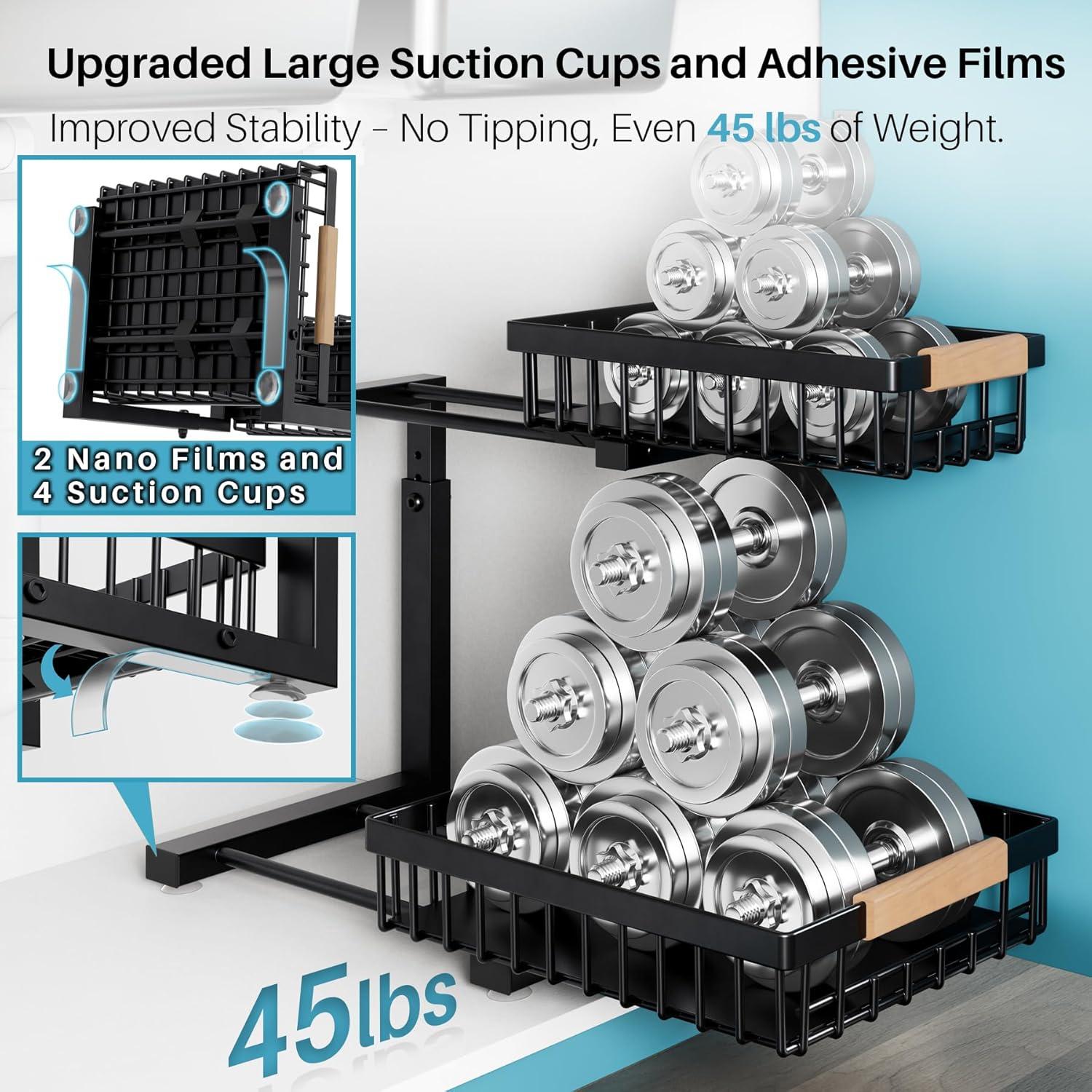 Organizador Bajo Fregadero Jusdyrack 2 Niveles Ajustable Negro