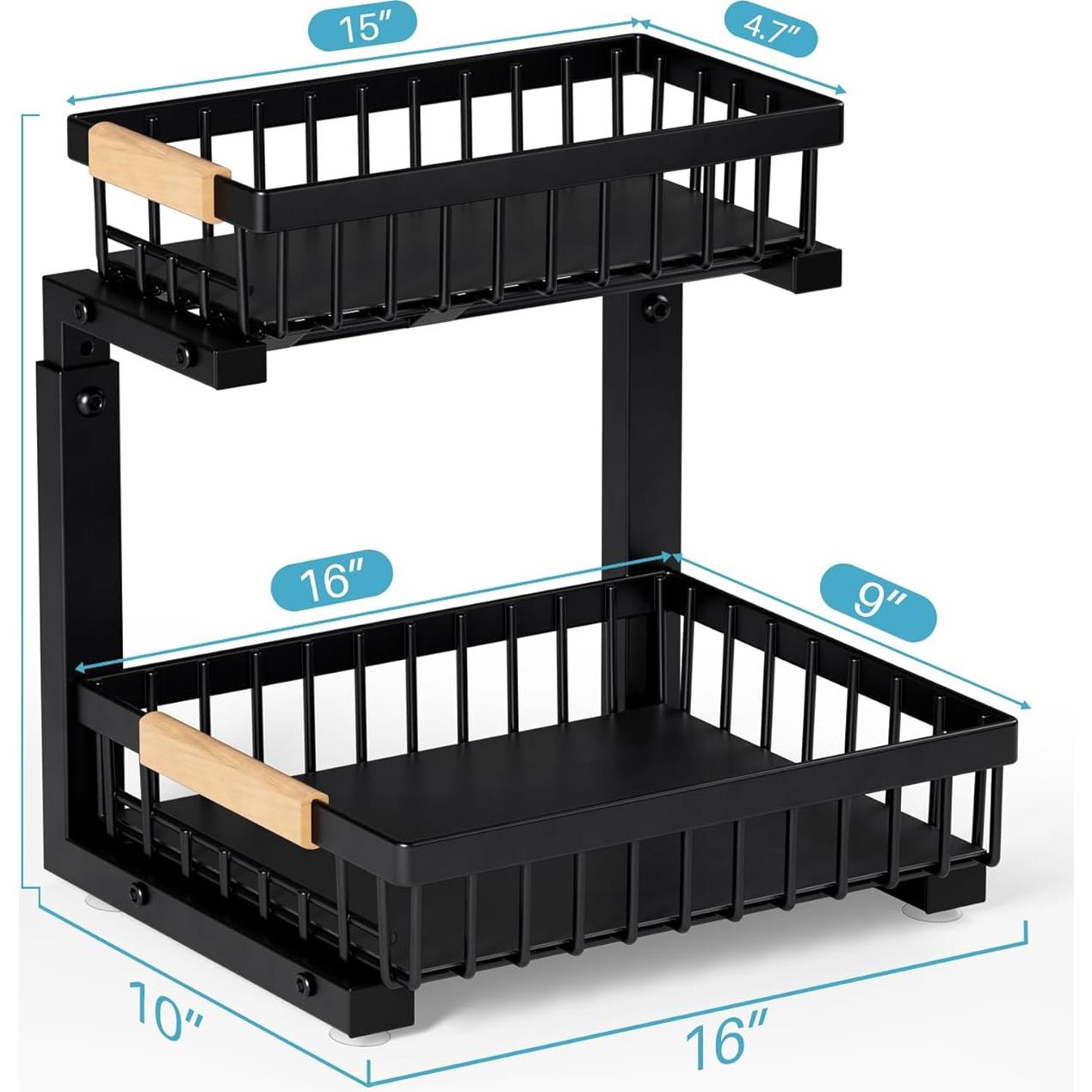 Organizador Bajo Fregadero Jusdyrack 2 Niveles Ajustable Negro