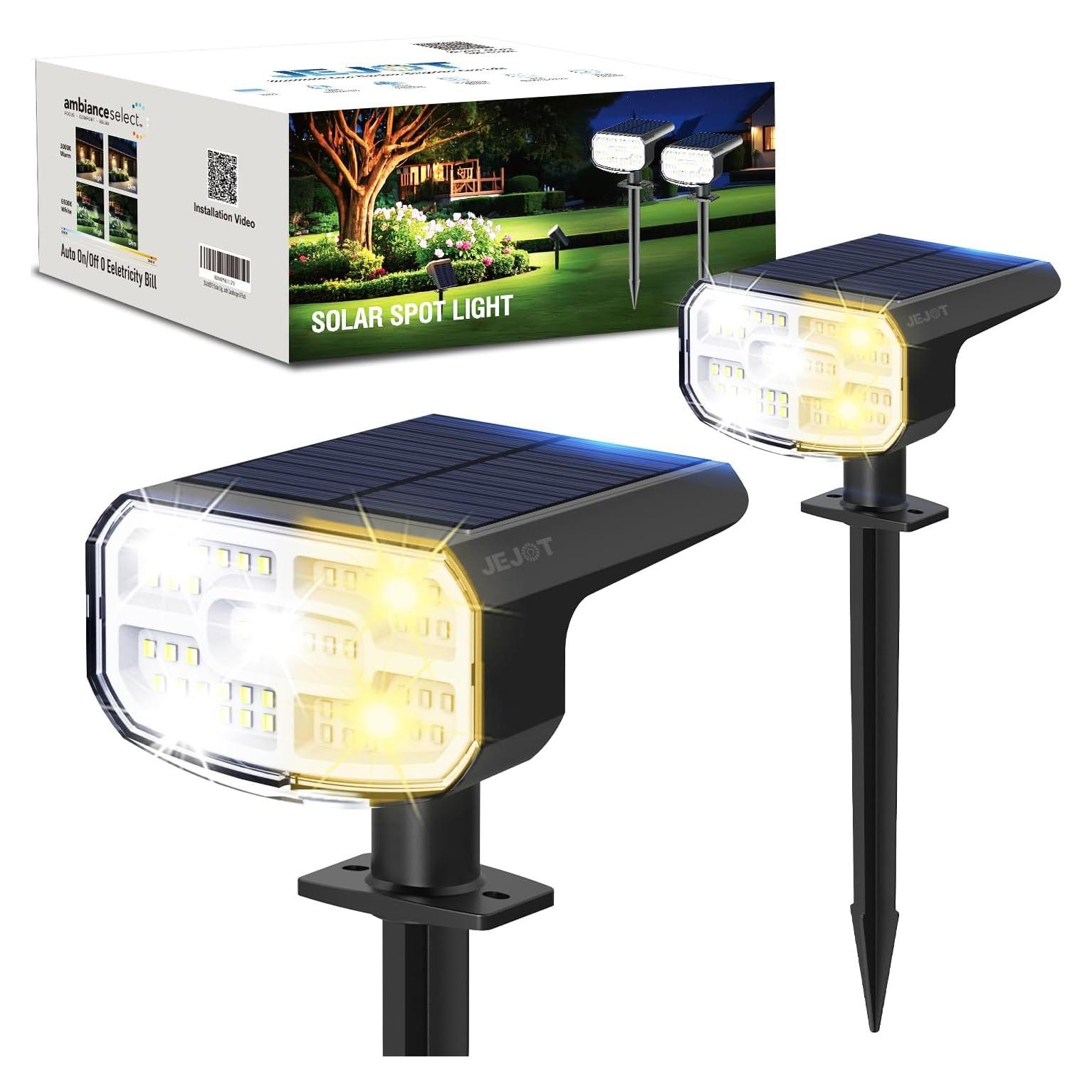 Luces Solares JEJOT para Exteriores IP65, 2 Paquete, 48 LEDs