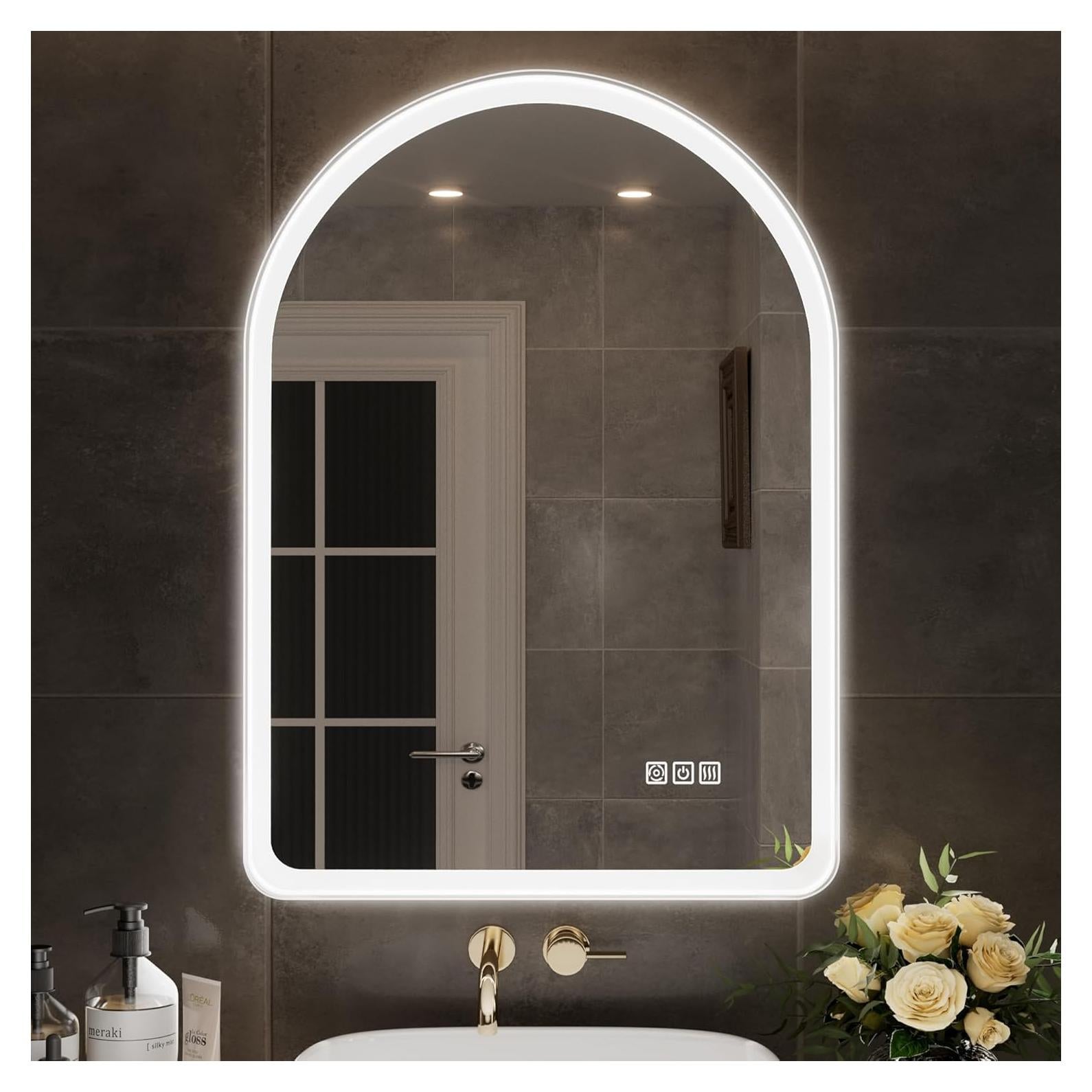 Espejo de Baño LED Arqueado QueenFun 76.2x55.9 cm Iluminado