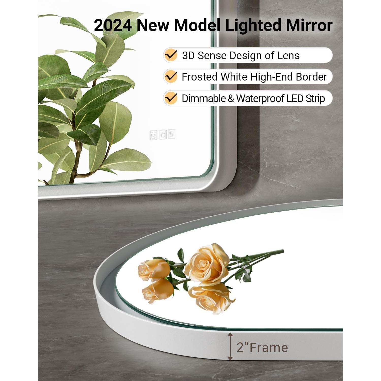 Espejo de Baño LED Arqueado QueenFun 76.2x55.9 cm Iluminado