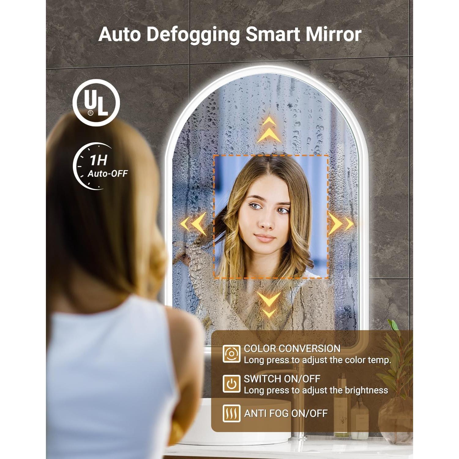 Espejo de Baño LED Arqueado QueenFun 76.2x55.9 cm Iluminado