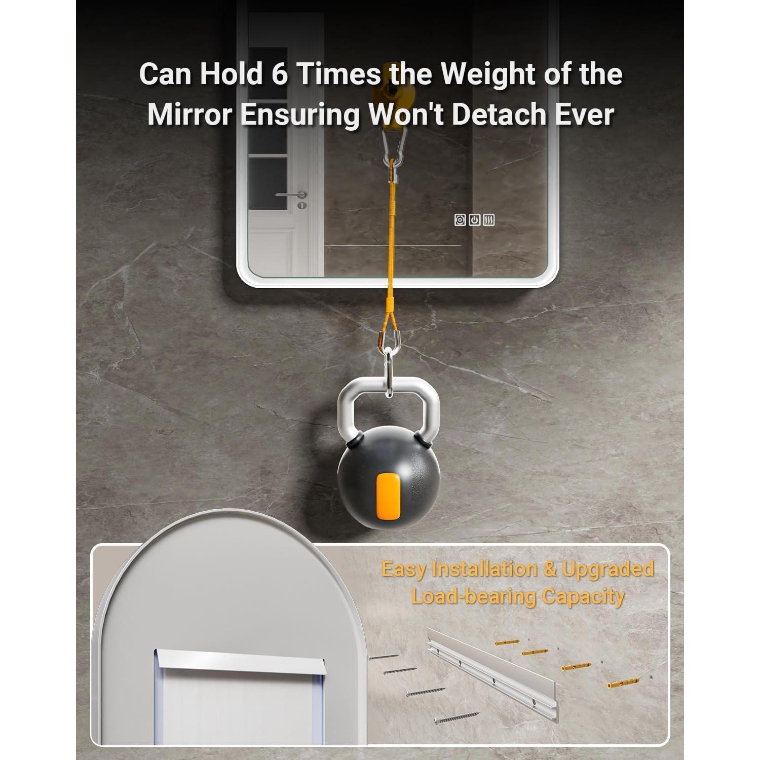 Espejo de Baño LED Arqueado QueenFun 76.2x55.9 cm Iluminado