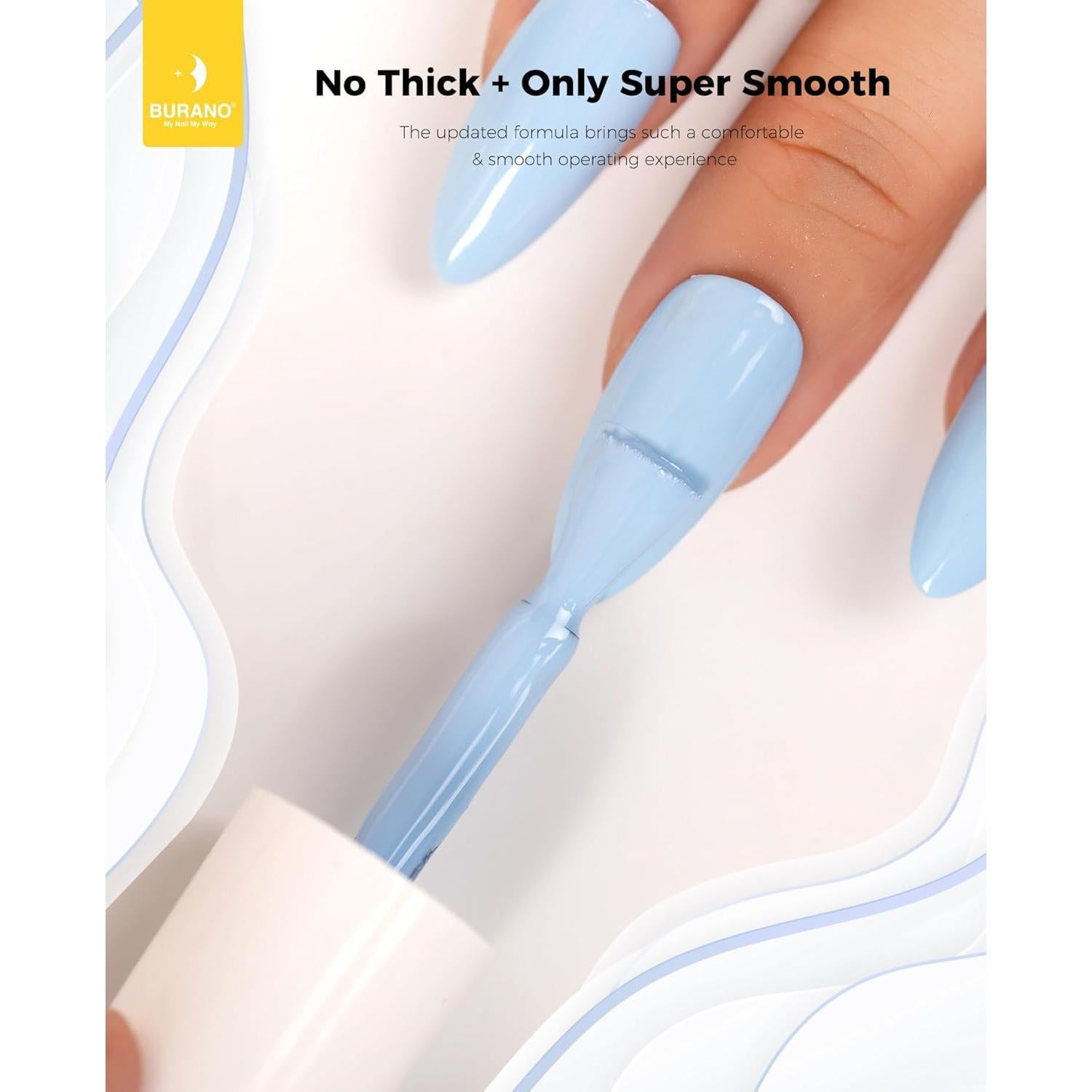 Esmalte de Uñas en Gel BURANO 15ml Azul Bebé 360 UV LED