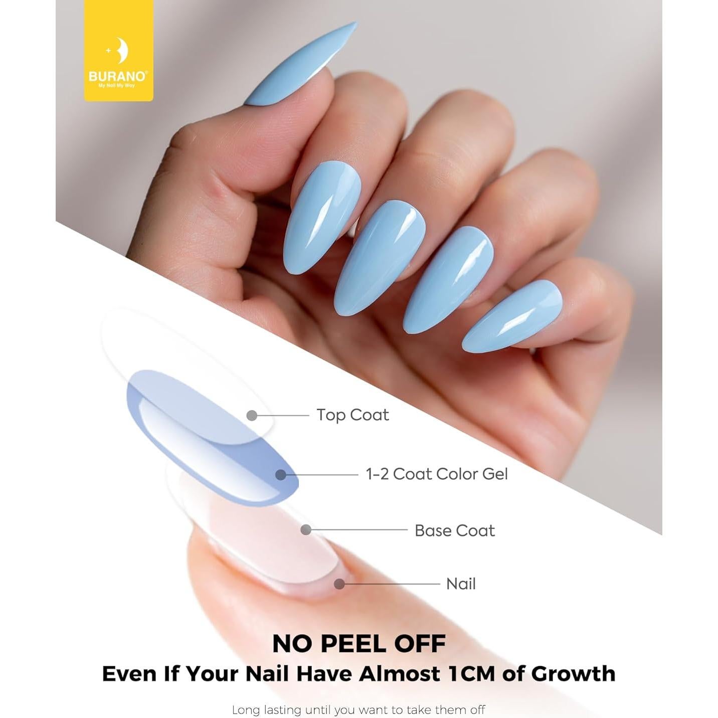 Esmalte de Uñas en Gel BURANO 15ml Azul Bebé 360 UV LED