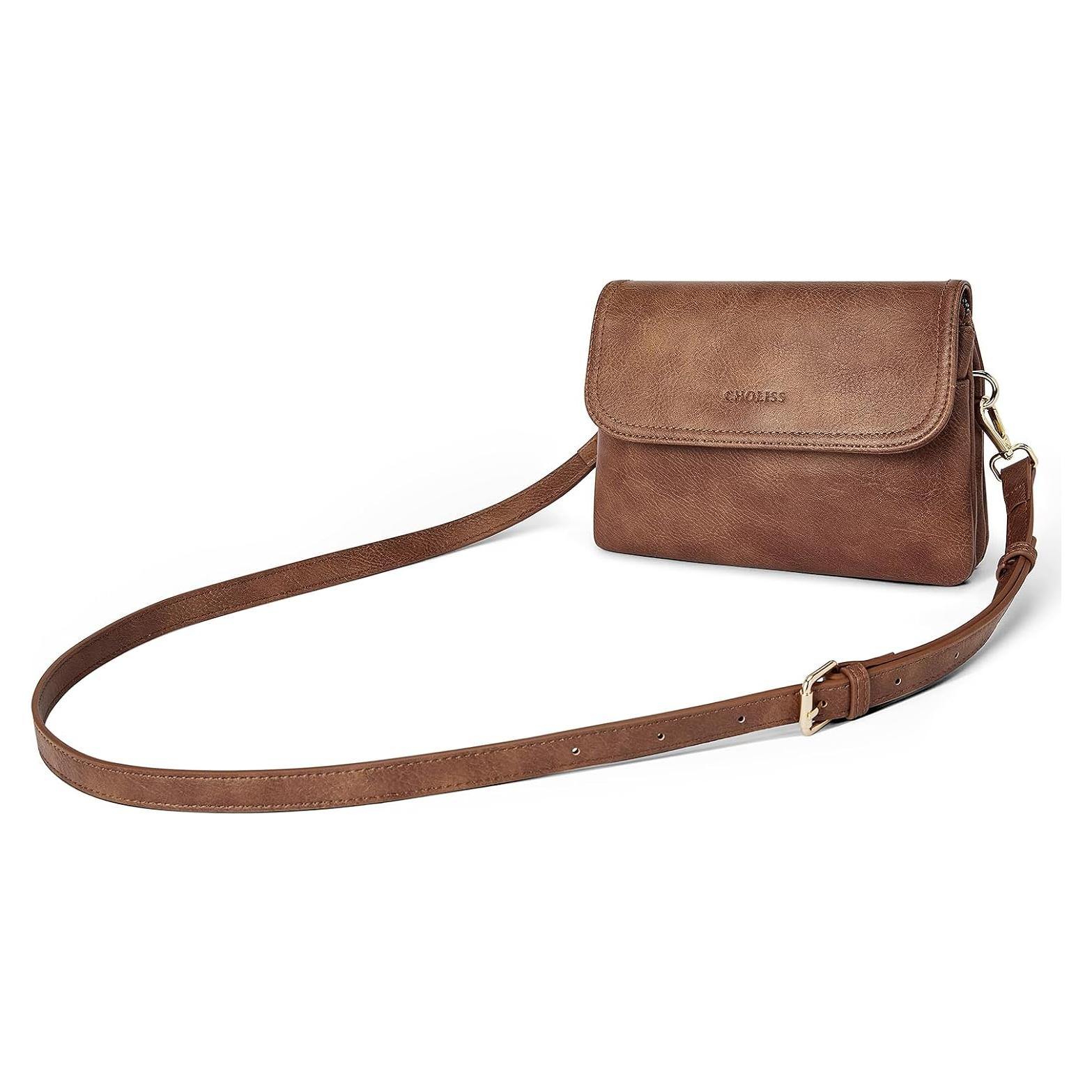 Bolso Cruzado CHOLISS de Cuero Vegano para Mujeres - Marrón Retro