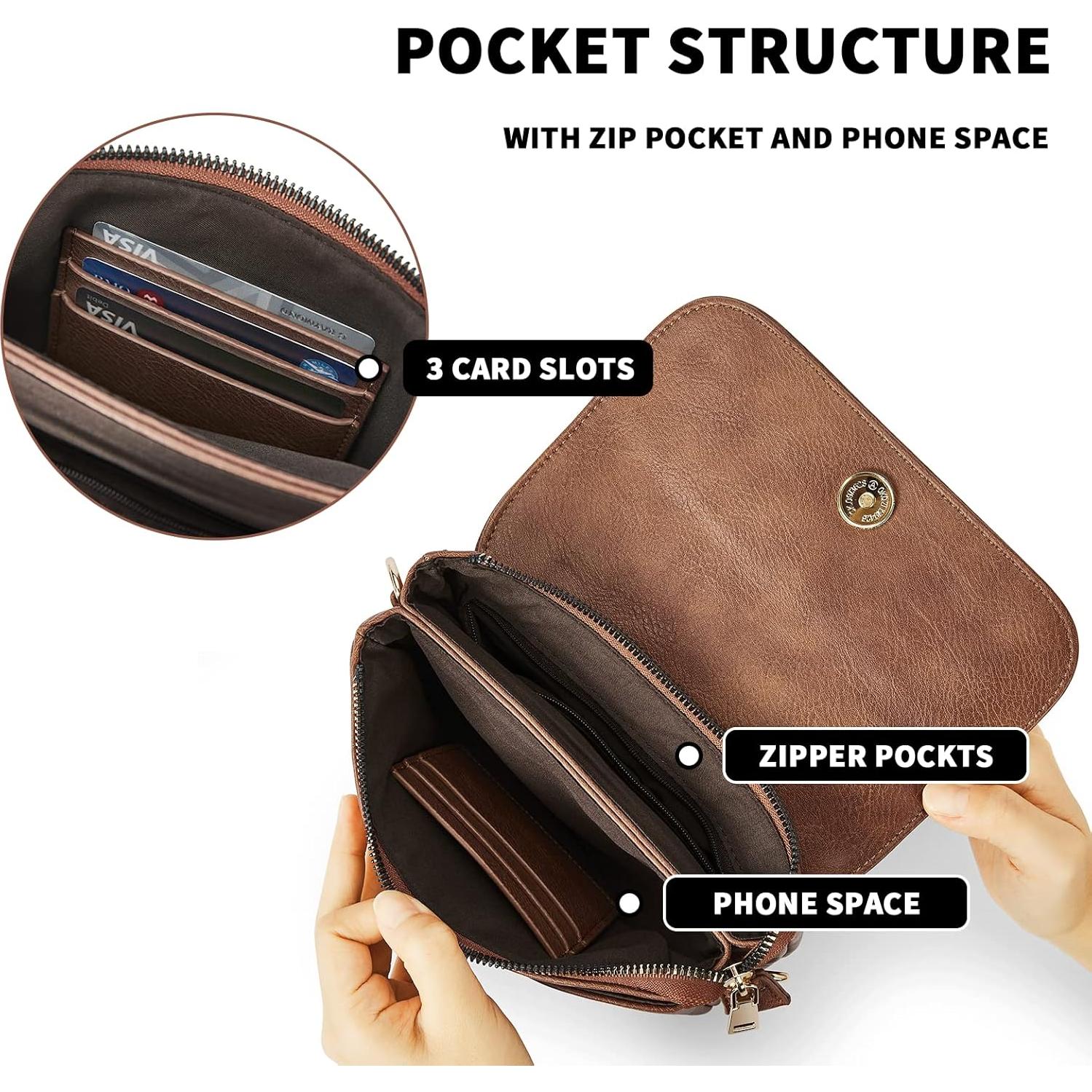 Bolso Cruzado CHOLISS de Cuero Vegano para Mujeres - Marrón Retro