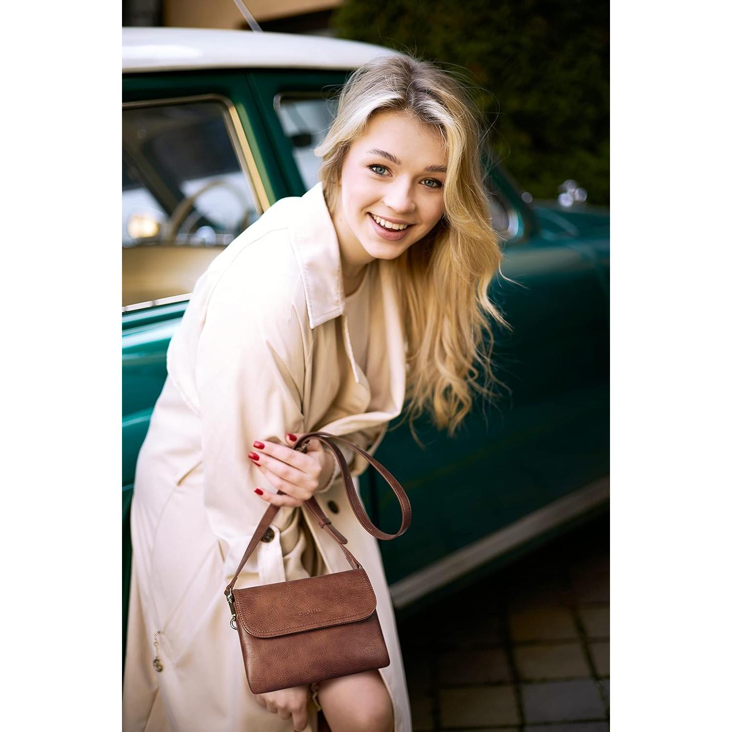 Bolso Cruzado CHOLISS de Cuero Vegano para Mujeres - Marrón Retro