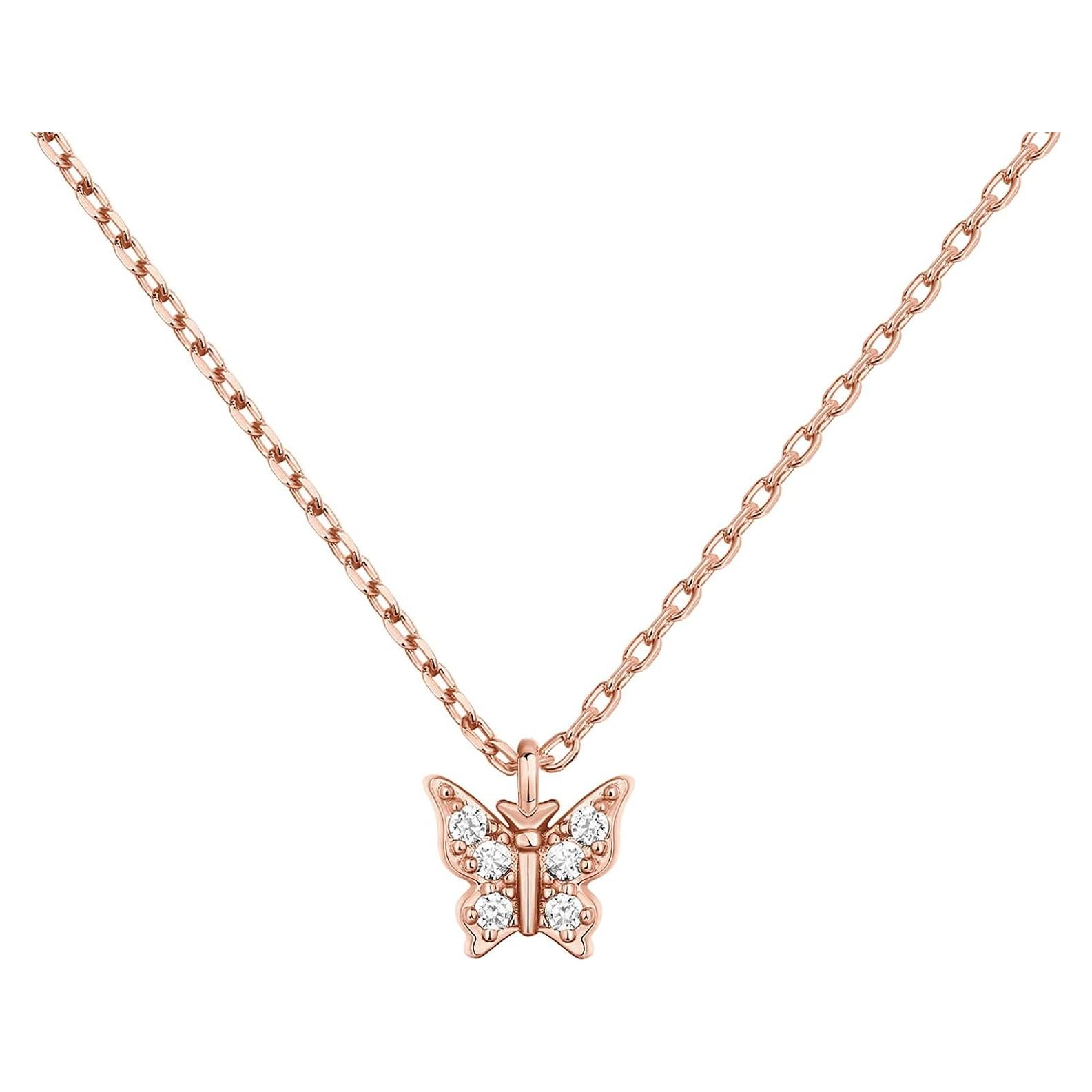 Collar Colgante Mariposa PAVOI Baño Oro Rosa 14K con Zirconia
