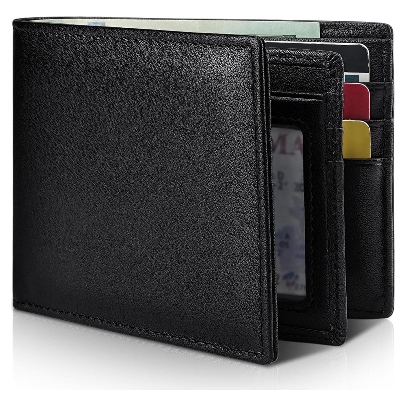 Cartera Bifold de Cuero Genuino Artpaxy con Bloqueo RFID