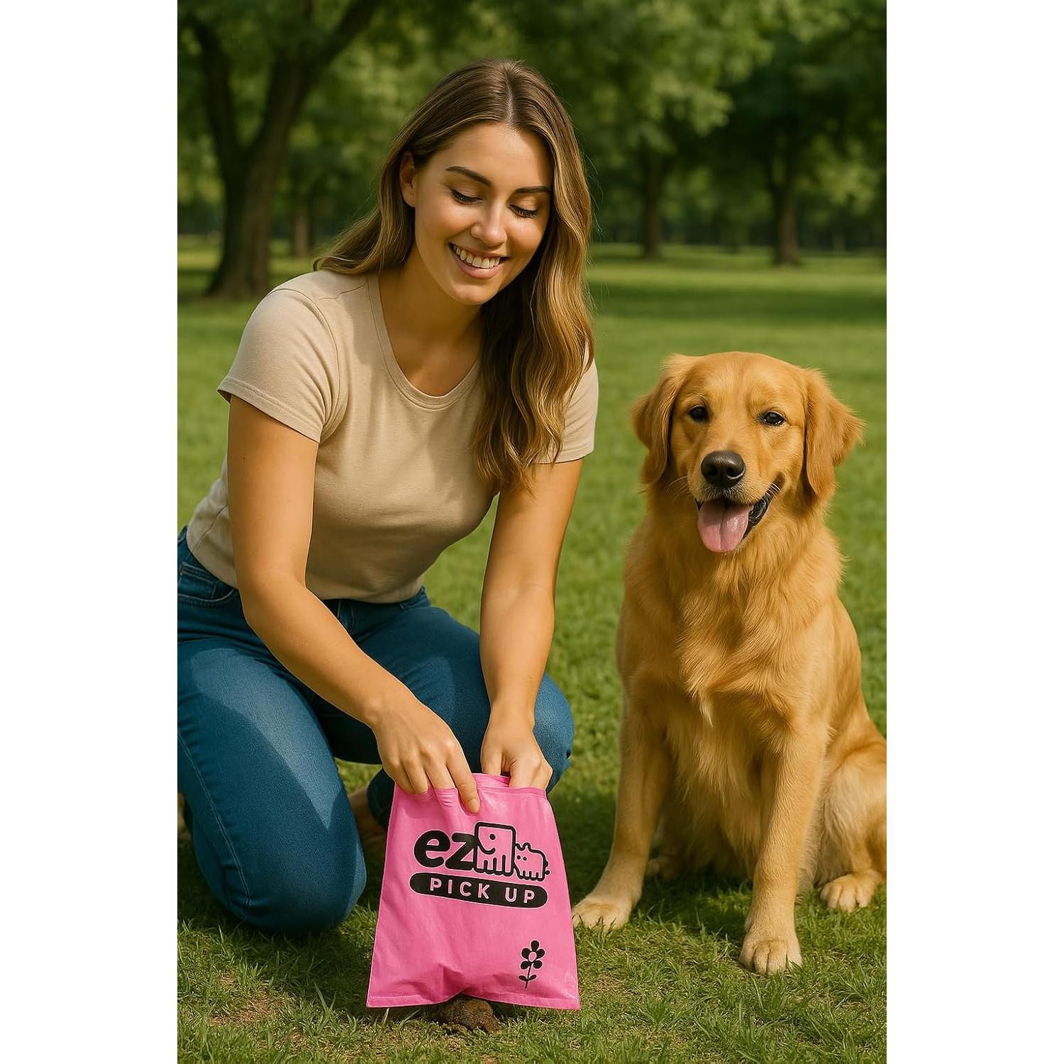 1000 Bolsas de Desechos de Mascotas EZ PICK UP Rosa 20.3x33cm