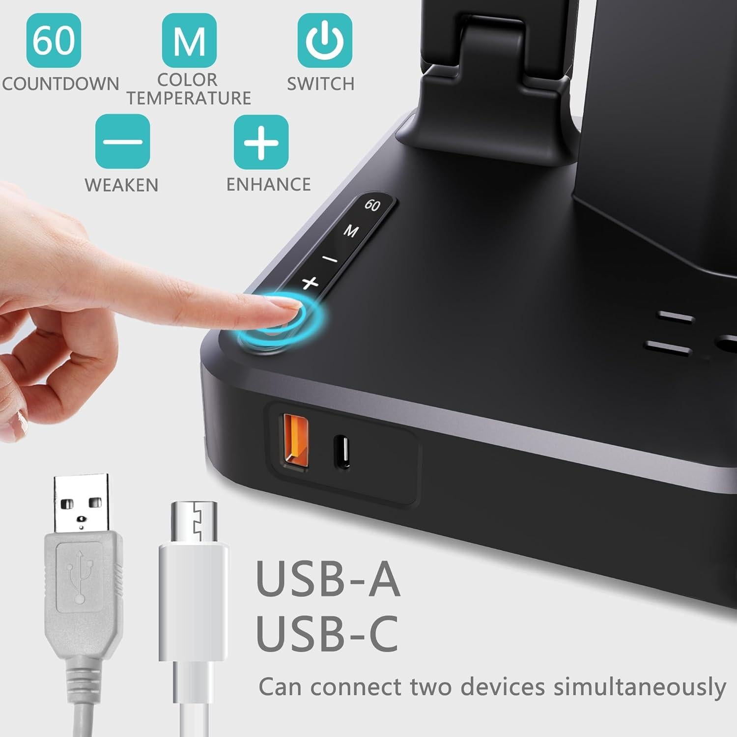 Lámpara de Escritorio LED COZOO con Carga USB y Toma AC