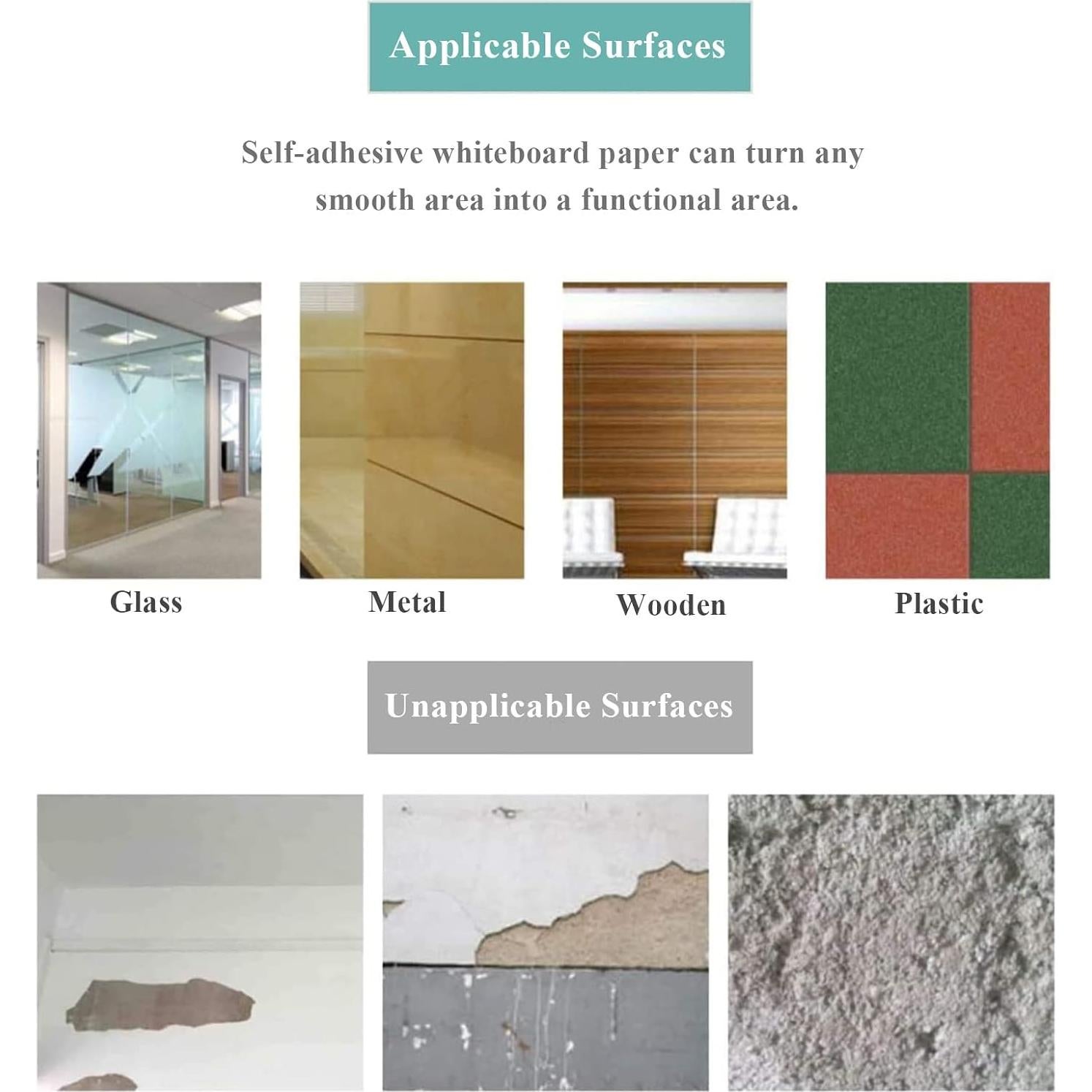 Papel Contacto Adhesivo Pizarra Blanca Warasee 91x61 cm