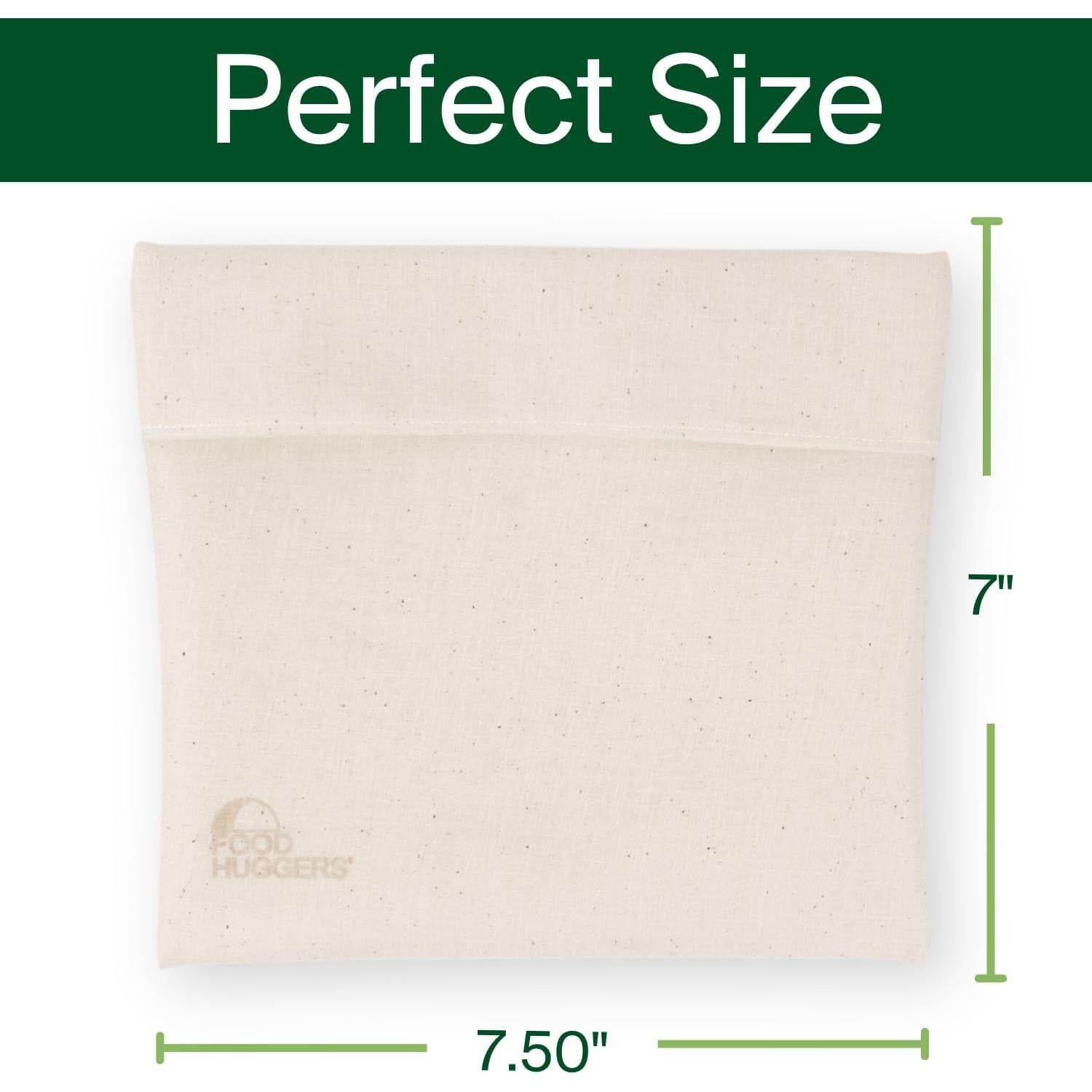 Food Huggers Reusable Sandwich Bags - Soft Touch Silicone Fabric, BPA Free, Dishwasher Safe Sandwich Containers - Eco-Friendly Reusable Sandwich Bags for Fresh and Safe Meal Storage (Medium)