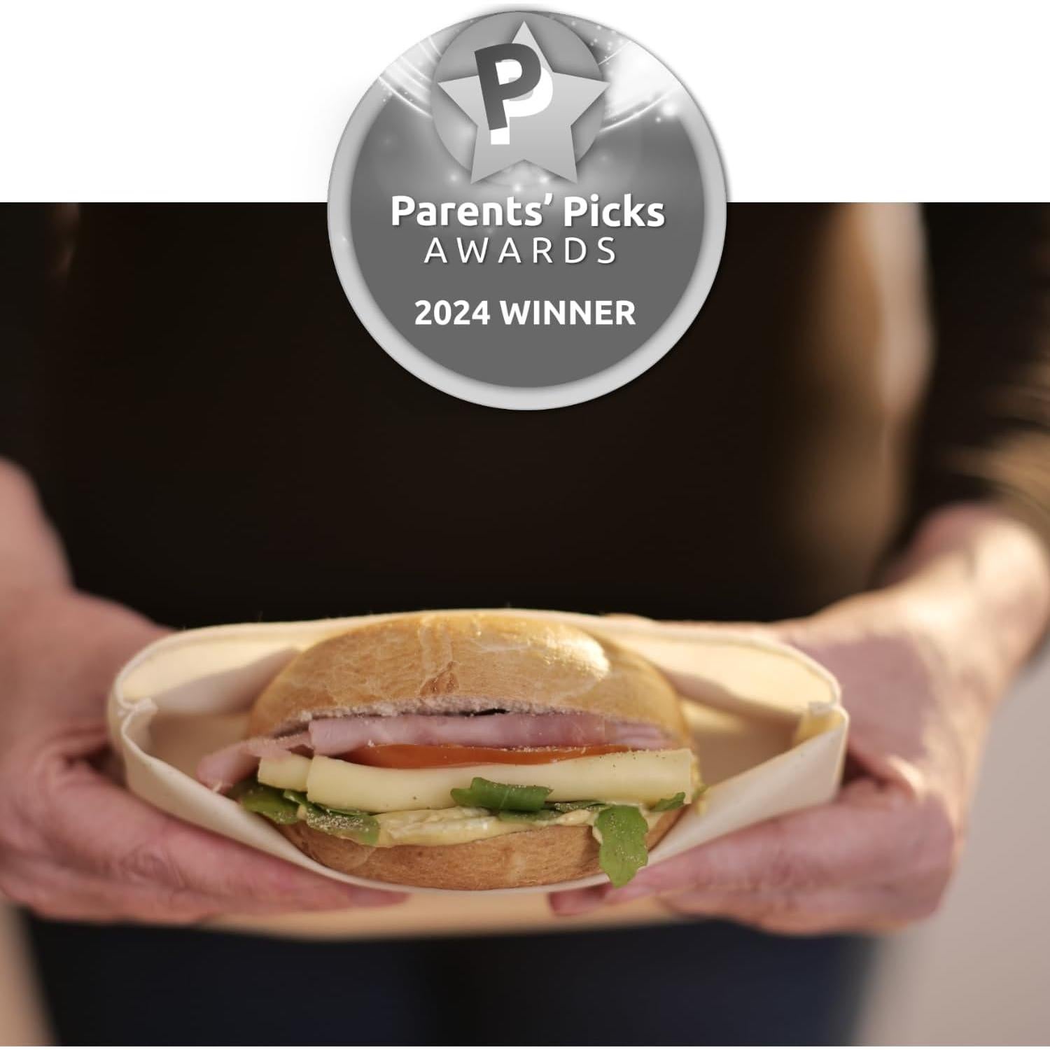 Food Huggers Reusable Sandwich Bags - Soft Touch Silicone Fabric, BPA Free, Dishwasher Safe Sandwich Containers - Eco-Friendly Reusable Sandwich Bags for Fresh and Safe Meal Storage (Medium)