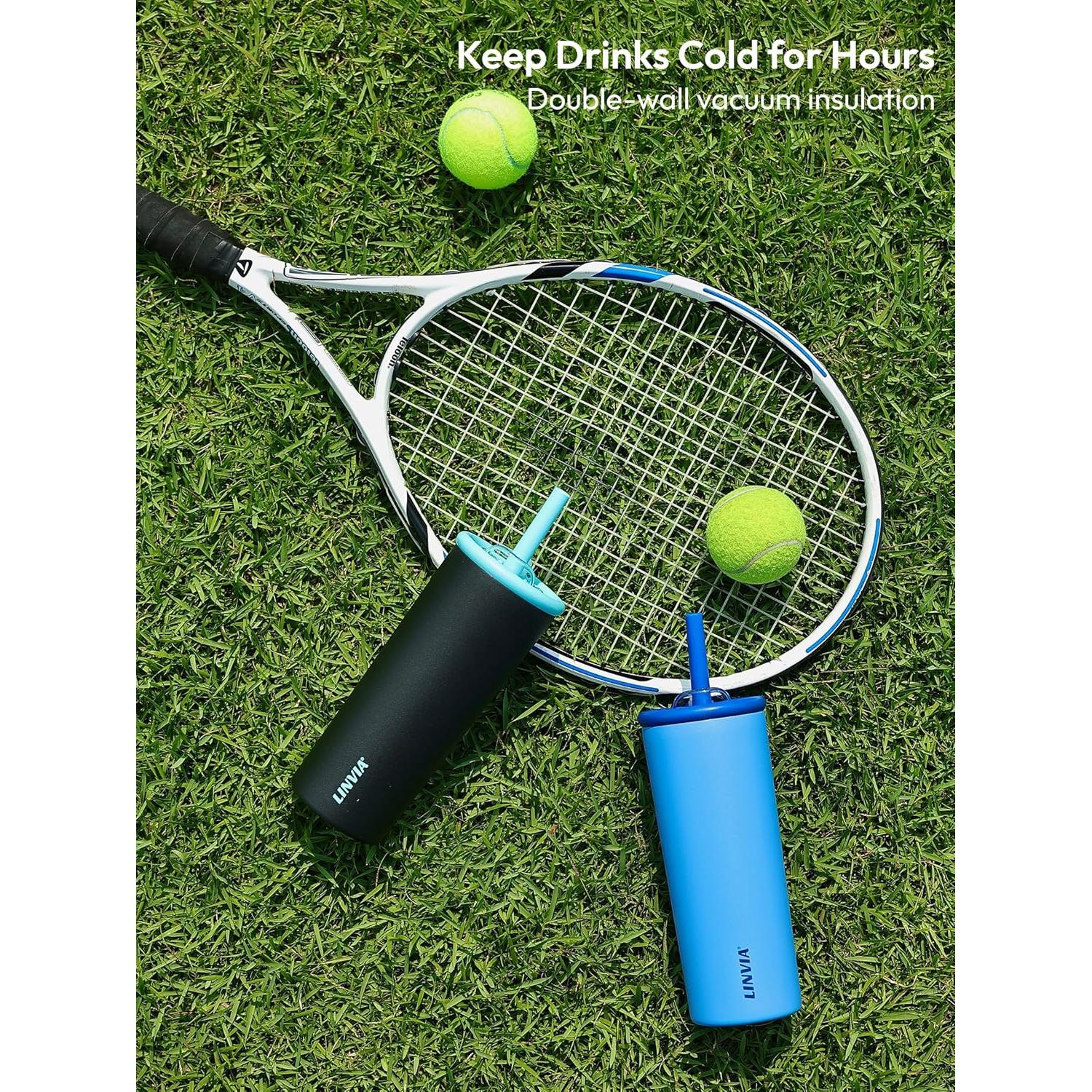 Taza Aislada LINVIA 740 ml Verde Aguacate con Pajita Silicona