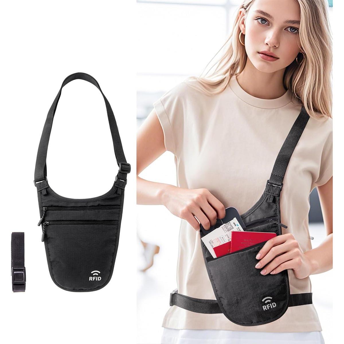 Cinturón de Dinero YIPINU FT8 con Bloqueo RFID Negro