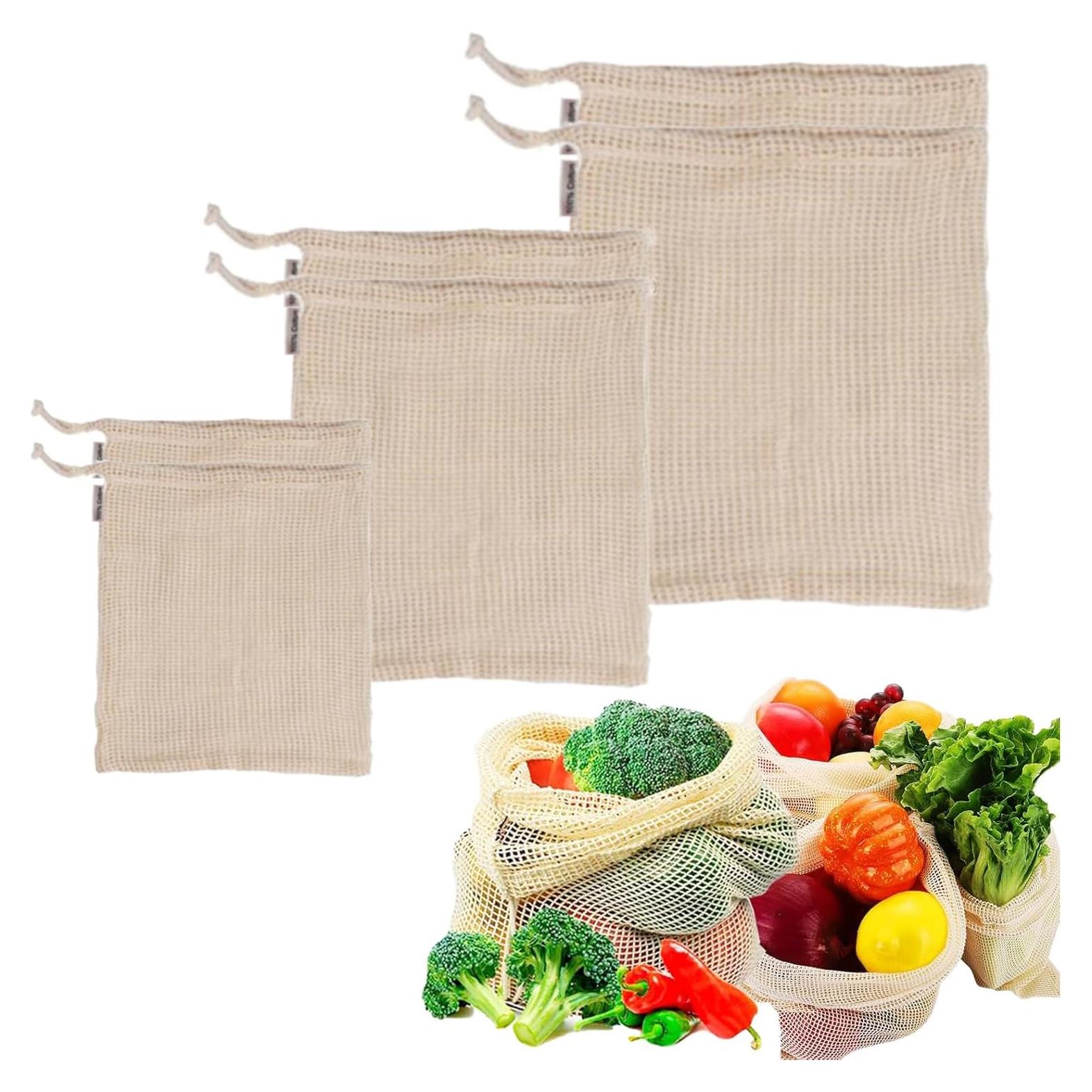 Bolsas de Malla de Algodón Orgánico Reutilizables 6p - JEYILKIT