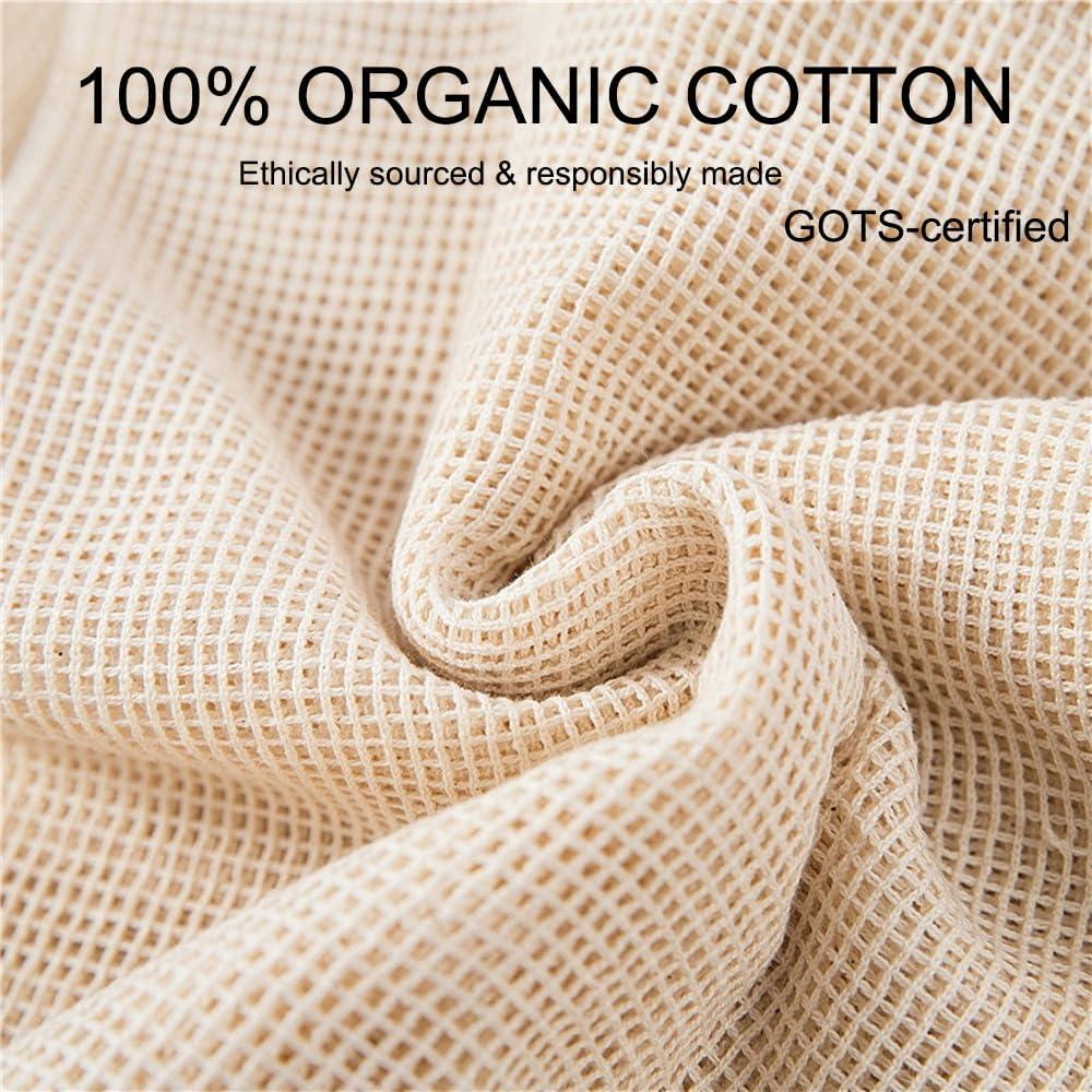 Bolsas de Malla de Algodón Orgánico Reutilizables 6p - JEYILKIT