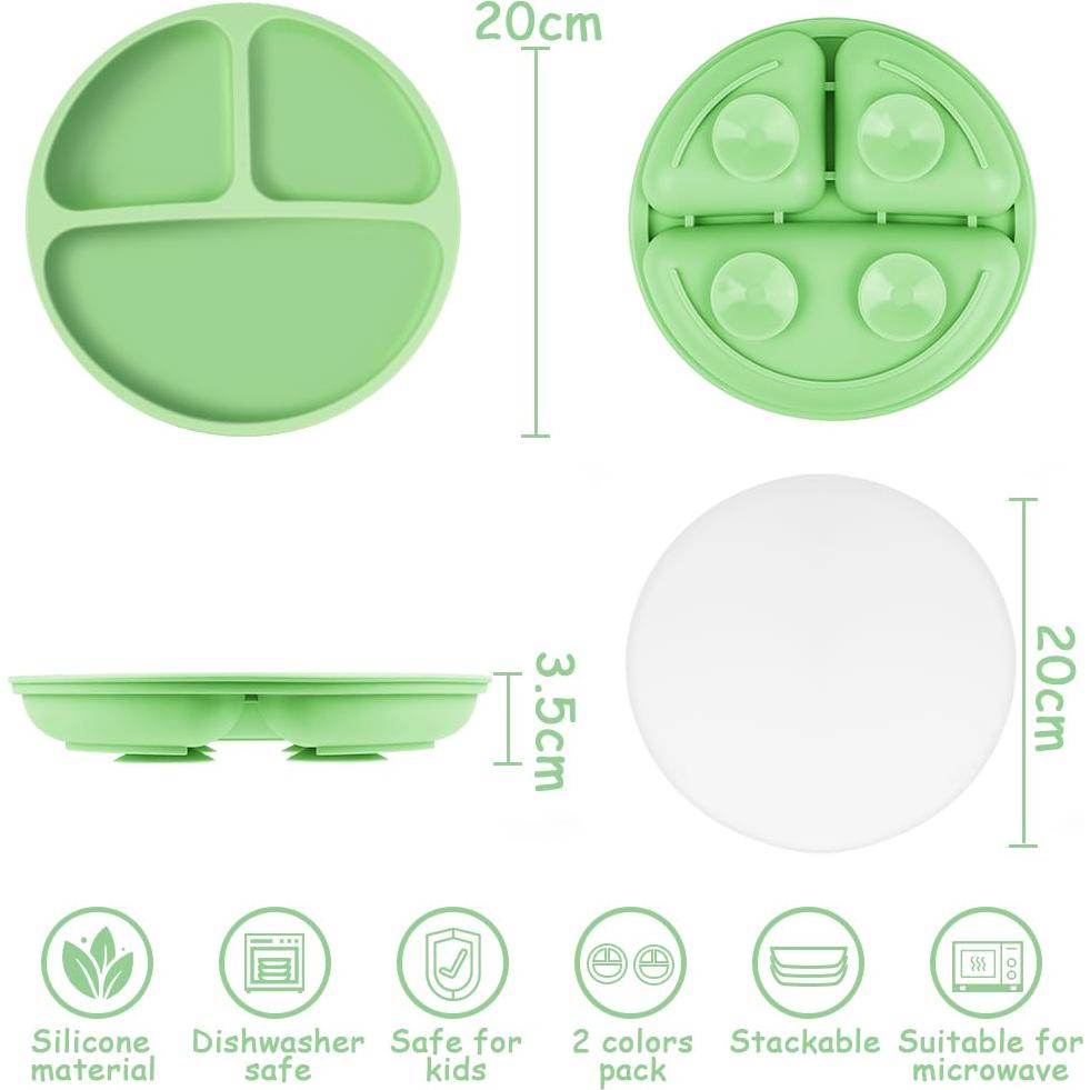 Platos de Silicona para Niños Vicloon, 2 Piezas, Antideslizantes