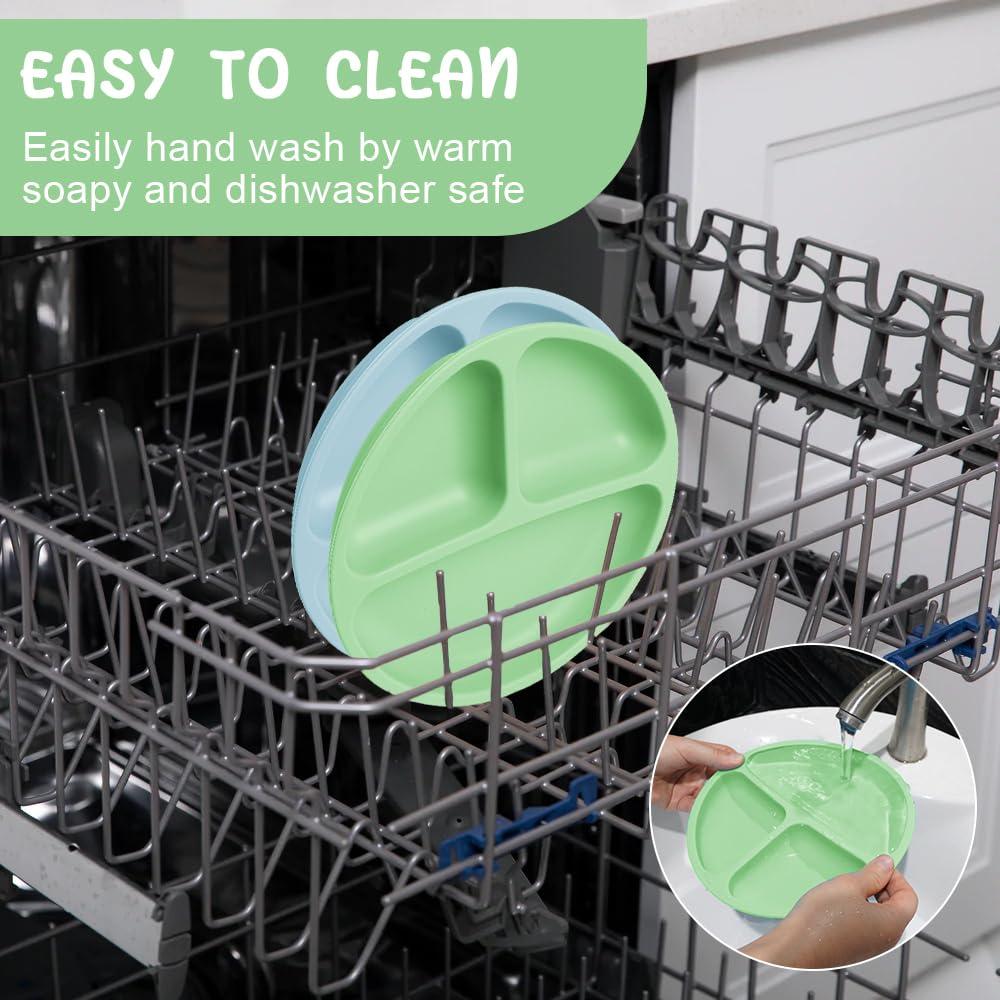 Platos de Silicona para Niños Vicloon, 2 Piezas, Antideslizantes