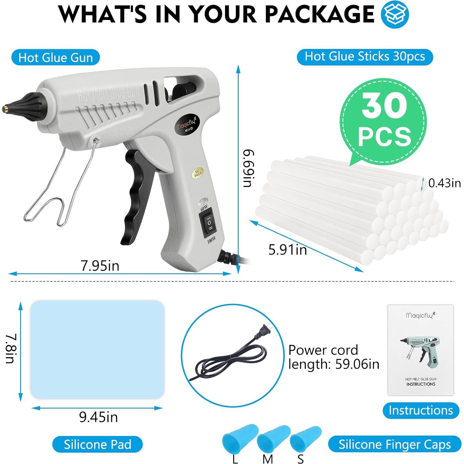Pistola de Pegamento Caliente Magicfly 100W con 30 Barras