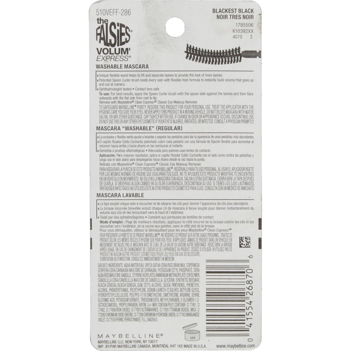 Máscara de Pestañas Falsas Flared Maybelline 9.2 ml Negra