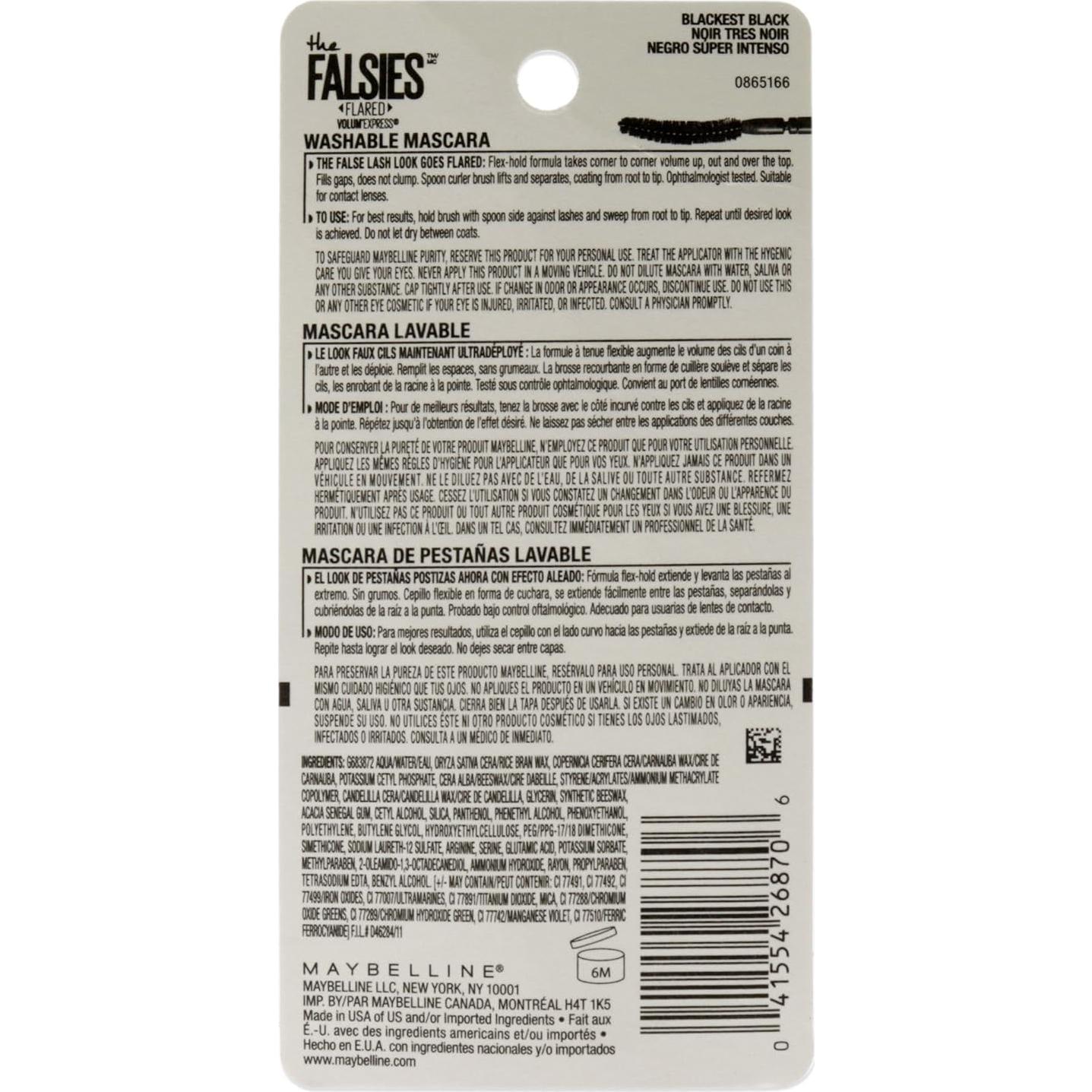 Máscara de Pestañas Falsas Flared Maybelline 9.2 ml Negra