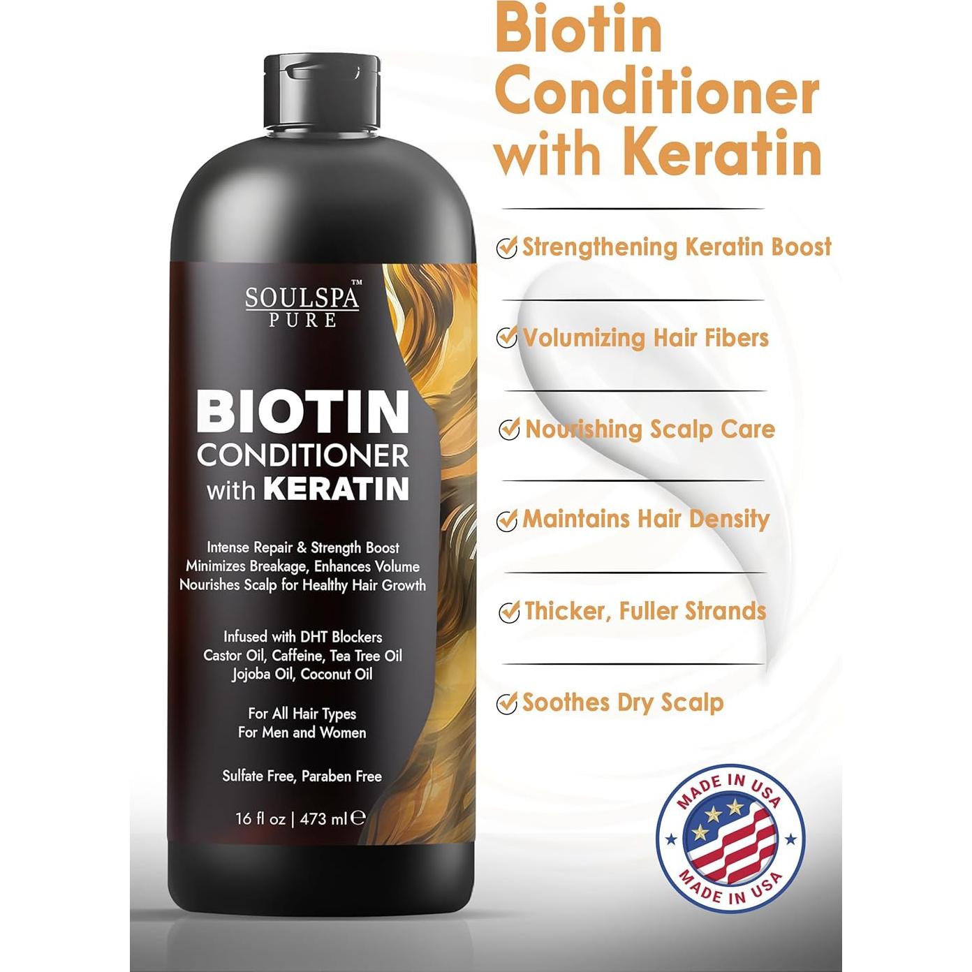 Acondicionador de Biotina SOULSPA PURE 473 ml - Hidratación y Fuerza