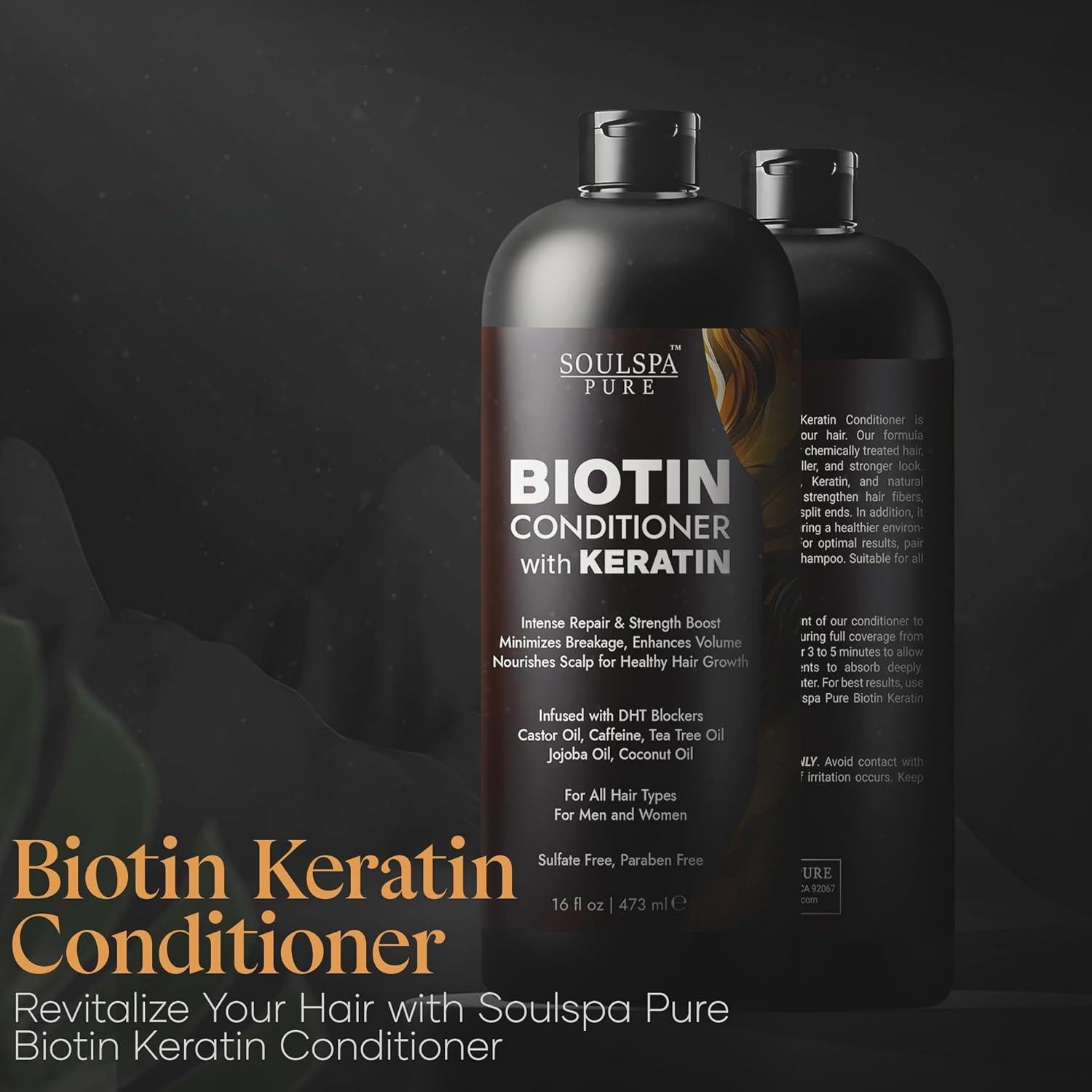 Acondicionador de Biotina SOULSPA PURE 473 ml - Hidratación y Fuerza