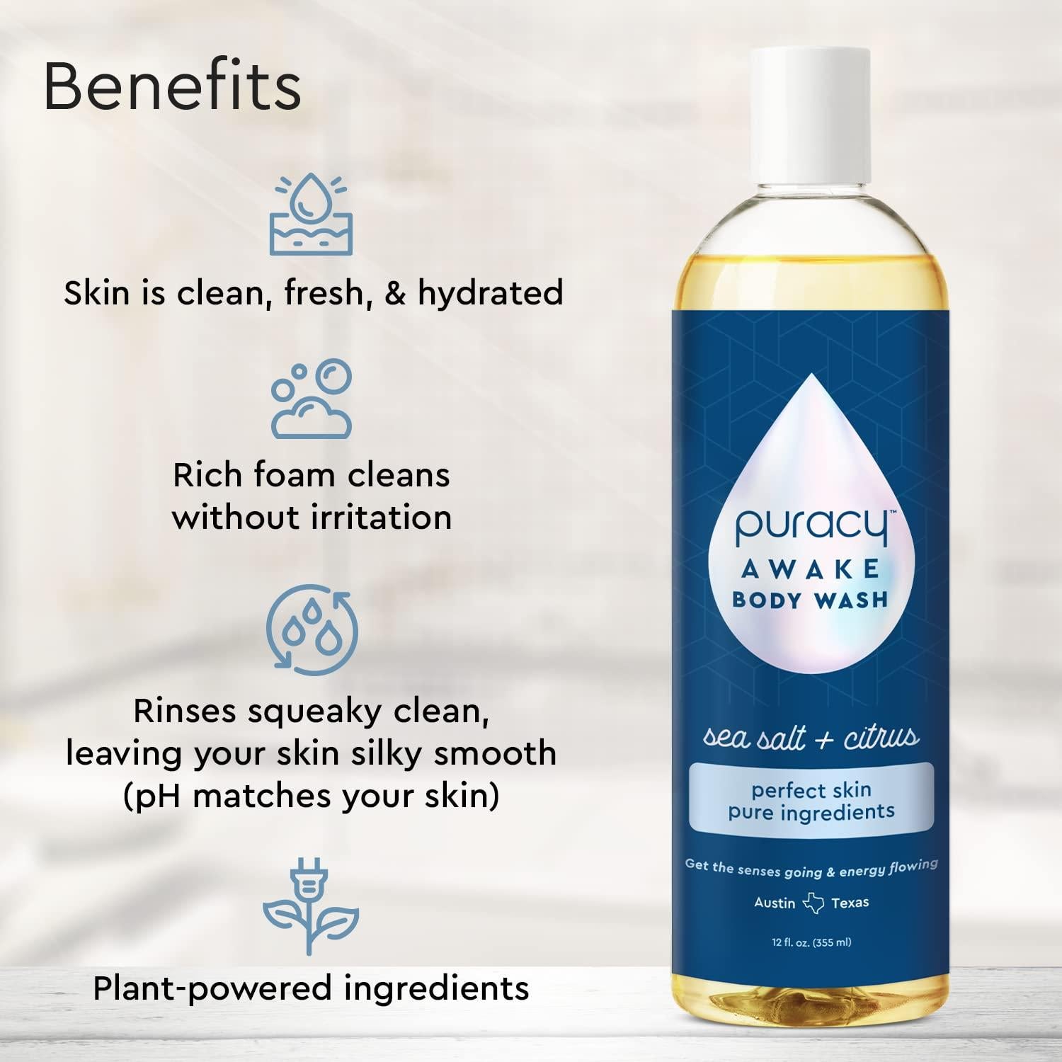 Gel de Ducha Natural Puracy 340 g - Hidratante Cítricos