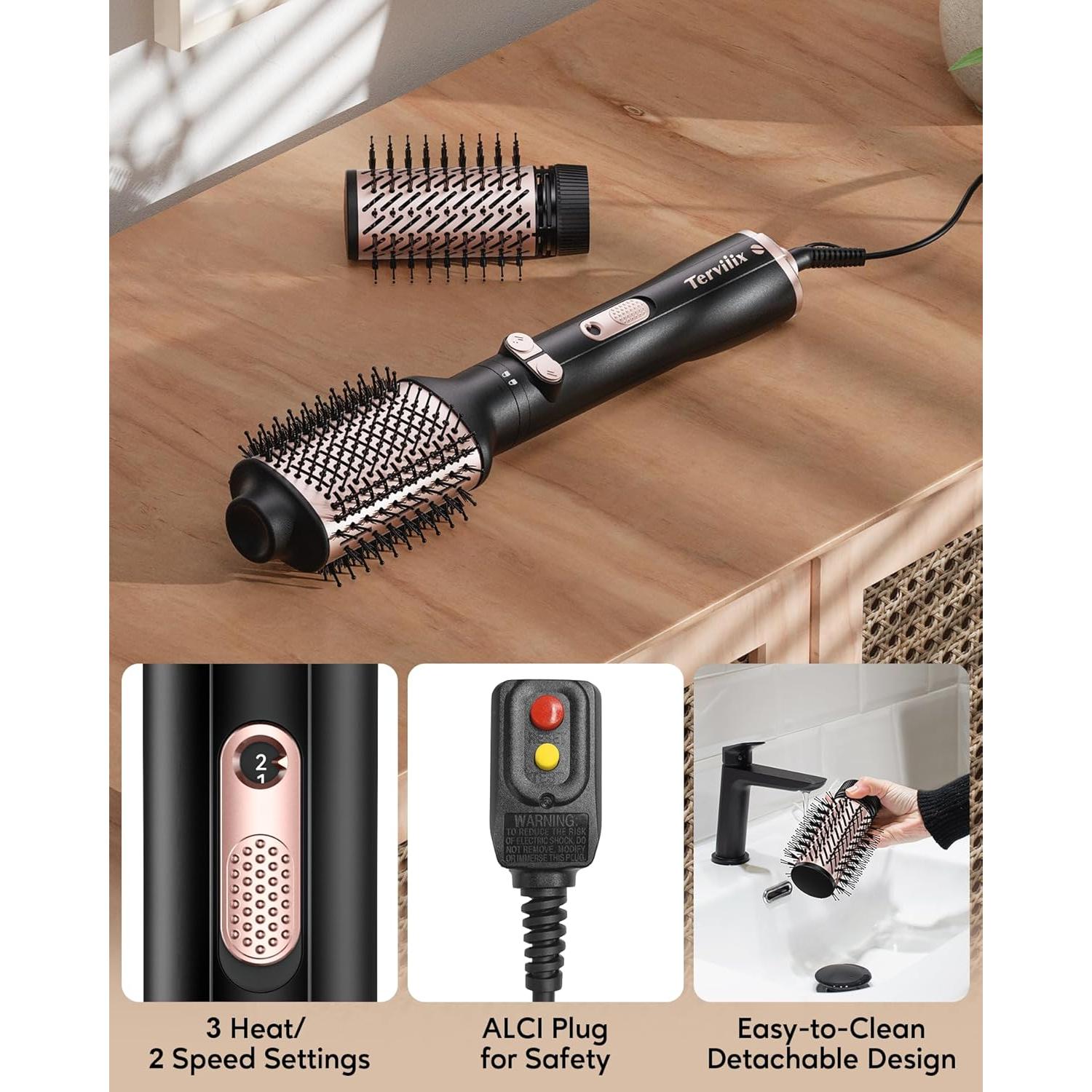 Cepillo Secador Rotatorio Terviiix 2 en 1 1000W 6x10x33cm