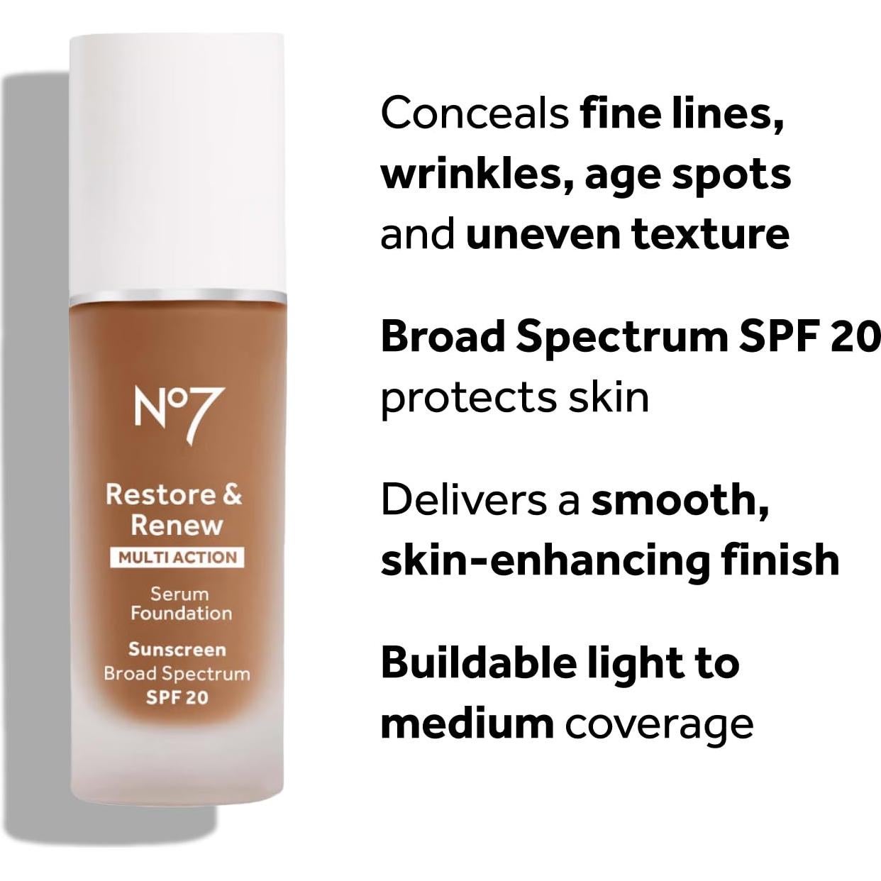 Suero de Fundación No7 Restaurar y Renovar 30ml - Porcelana