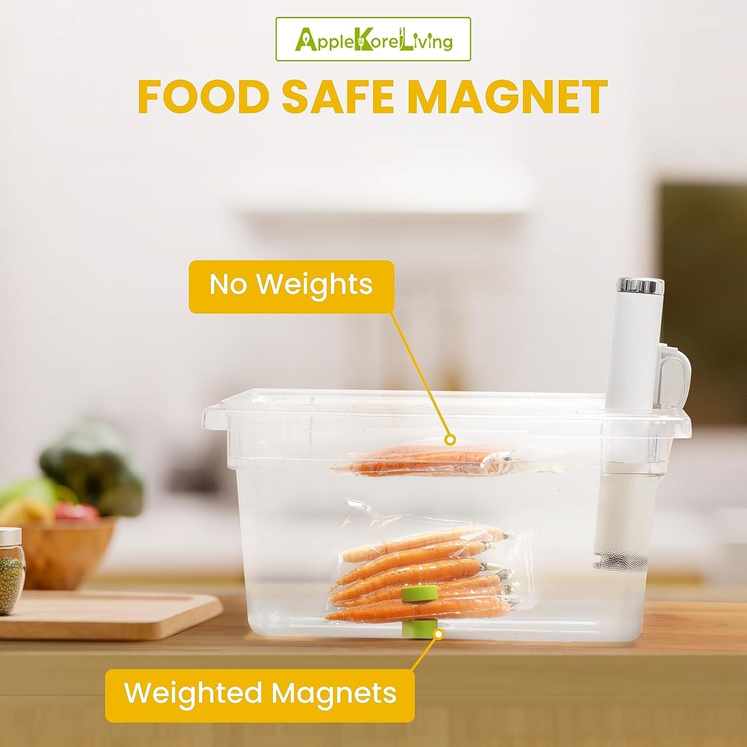 Imanes con Peso para Sous Vide AppleKoreLiving, Acero Inoxidable, 2 Piezas