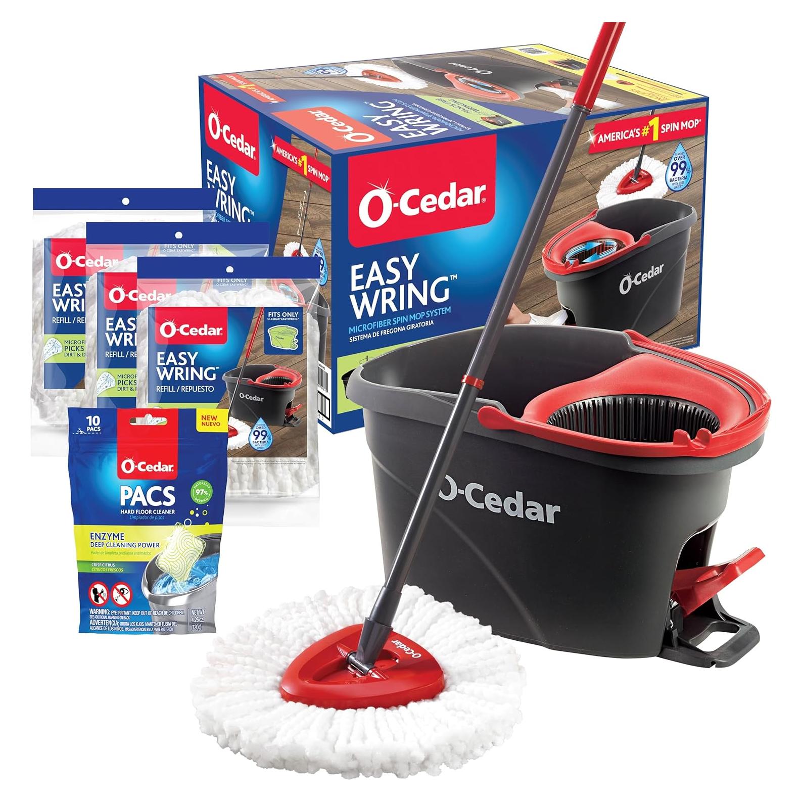 Trapeador O-Cedar EasyWring con Cubo y 3 Recargas Cítricas