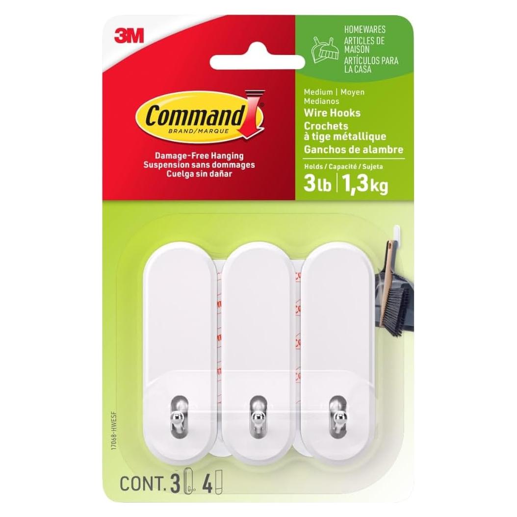 Ganchos de Alambre Command 3 Unidades Blanco - Organiza Sin Daños
