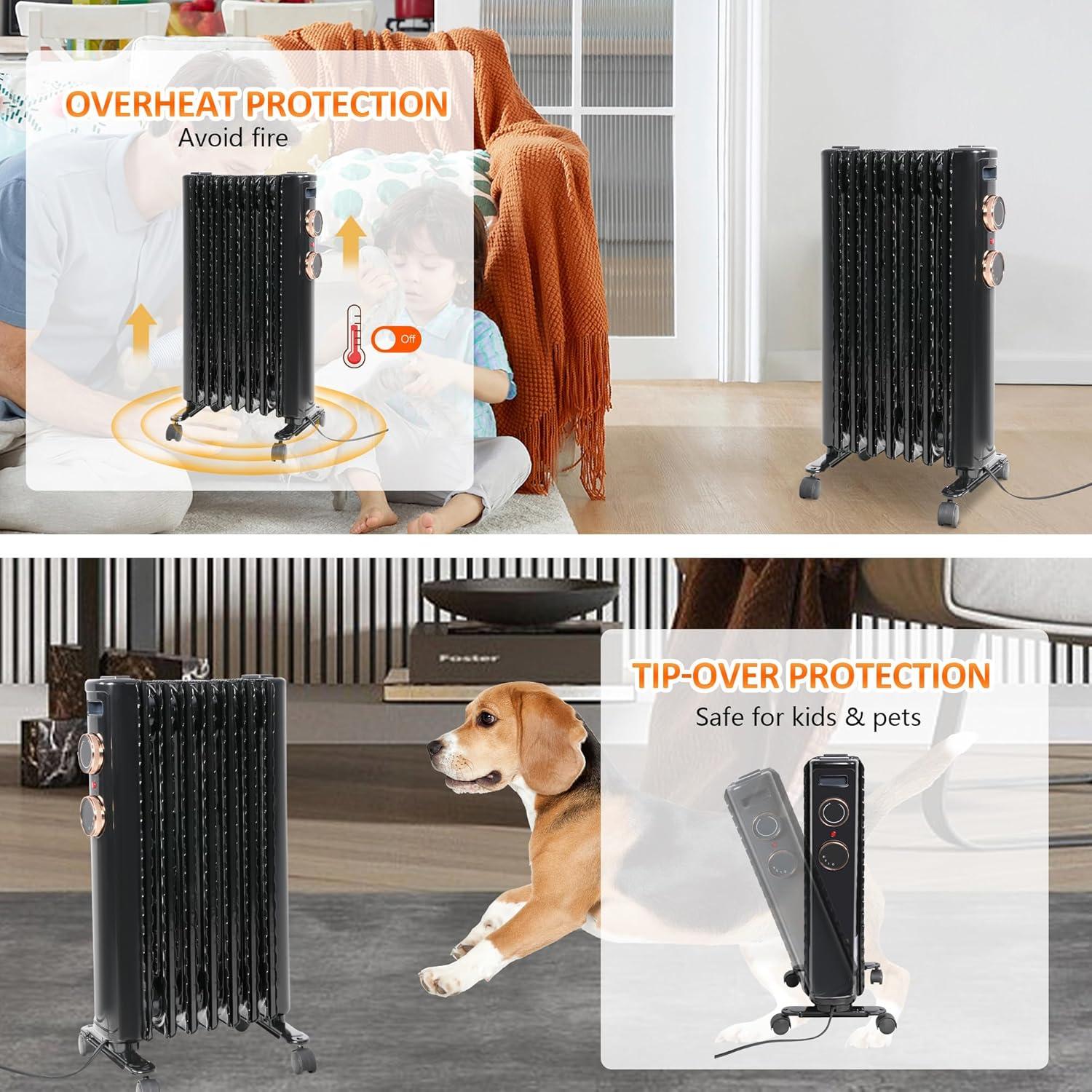 Calentador Eléctrico Fadidio 1500W con Ruedas y 3 Modos