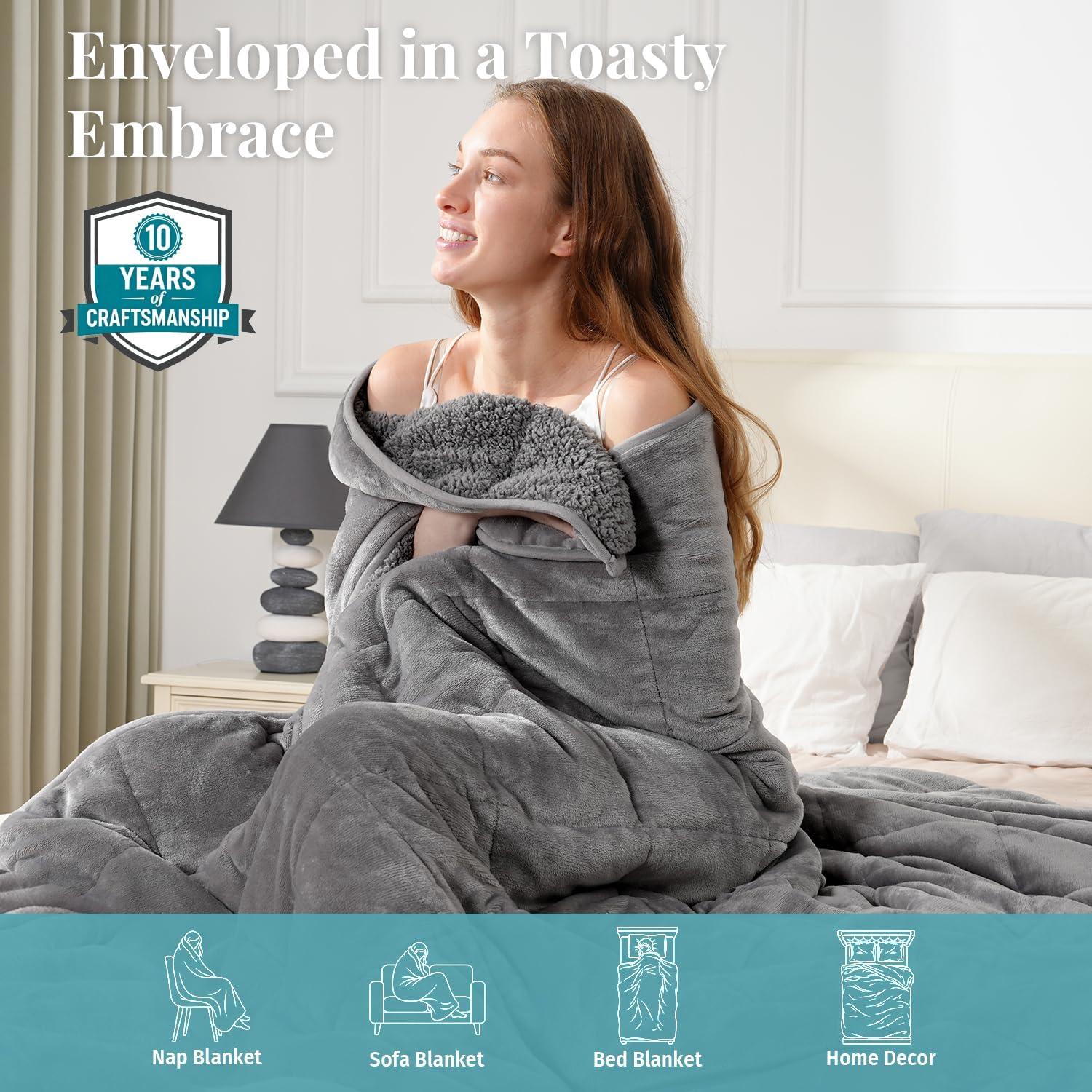 Manta con peso Topblan 5.4kg 122x183cm Gris Sherpa