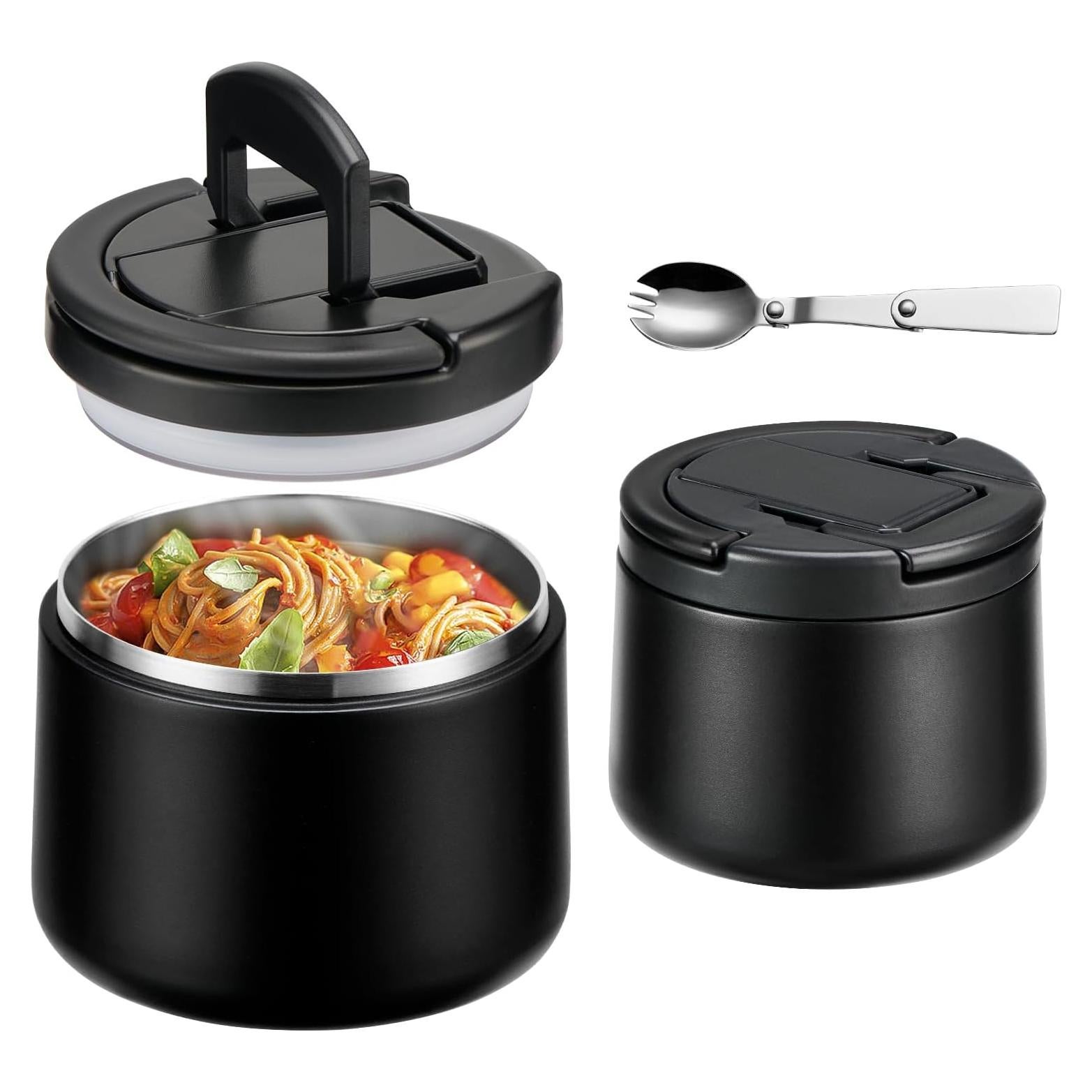 Tarro de Comida Aislado Howeemo 14oz Acero Inoxidable Negro