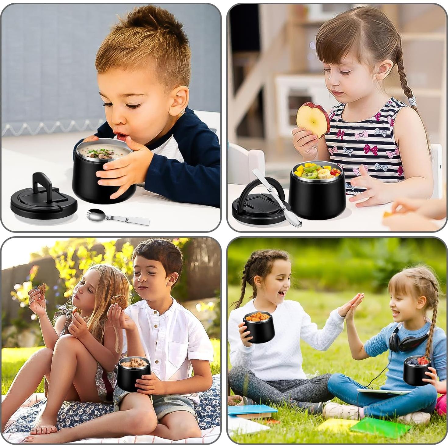 Tarro de Comida Aislado Howeemo 14oz Acero Inoxidable Negro