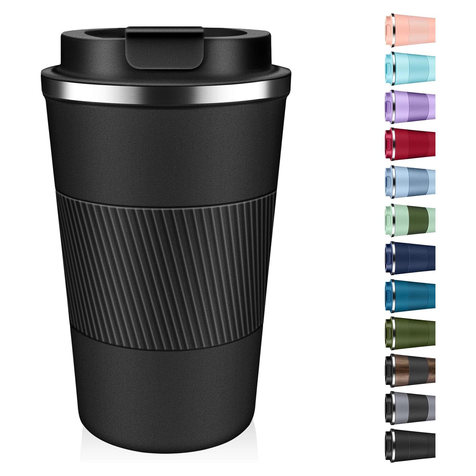 Taza de Café Aislada 340 ml XKELFX Negra Doble Pared