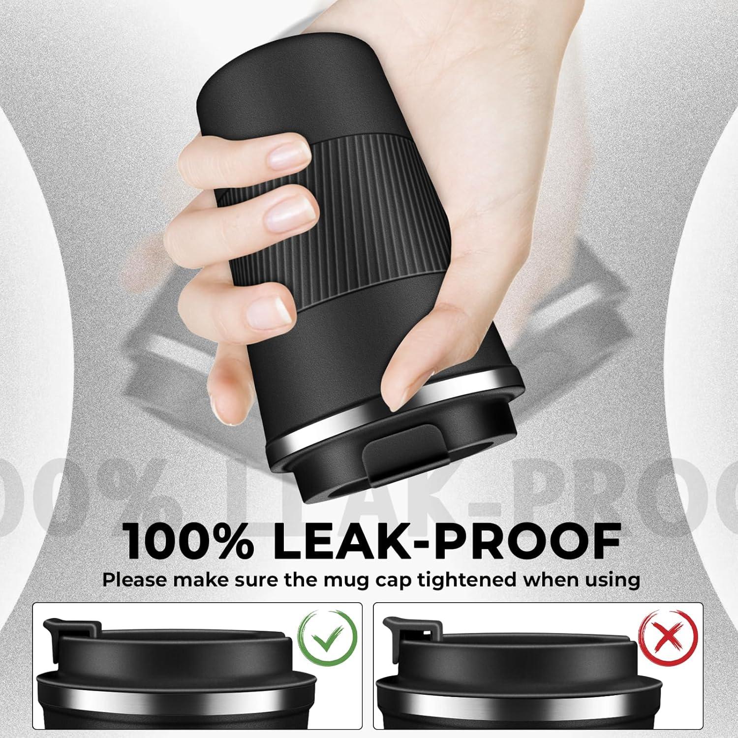 Taza de Café Aislada 340 ml XKELFX Negra Doble Pared